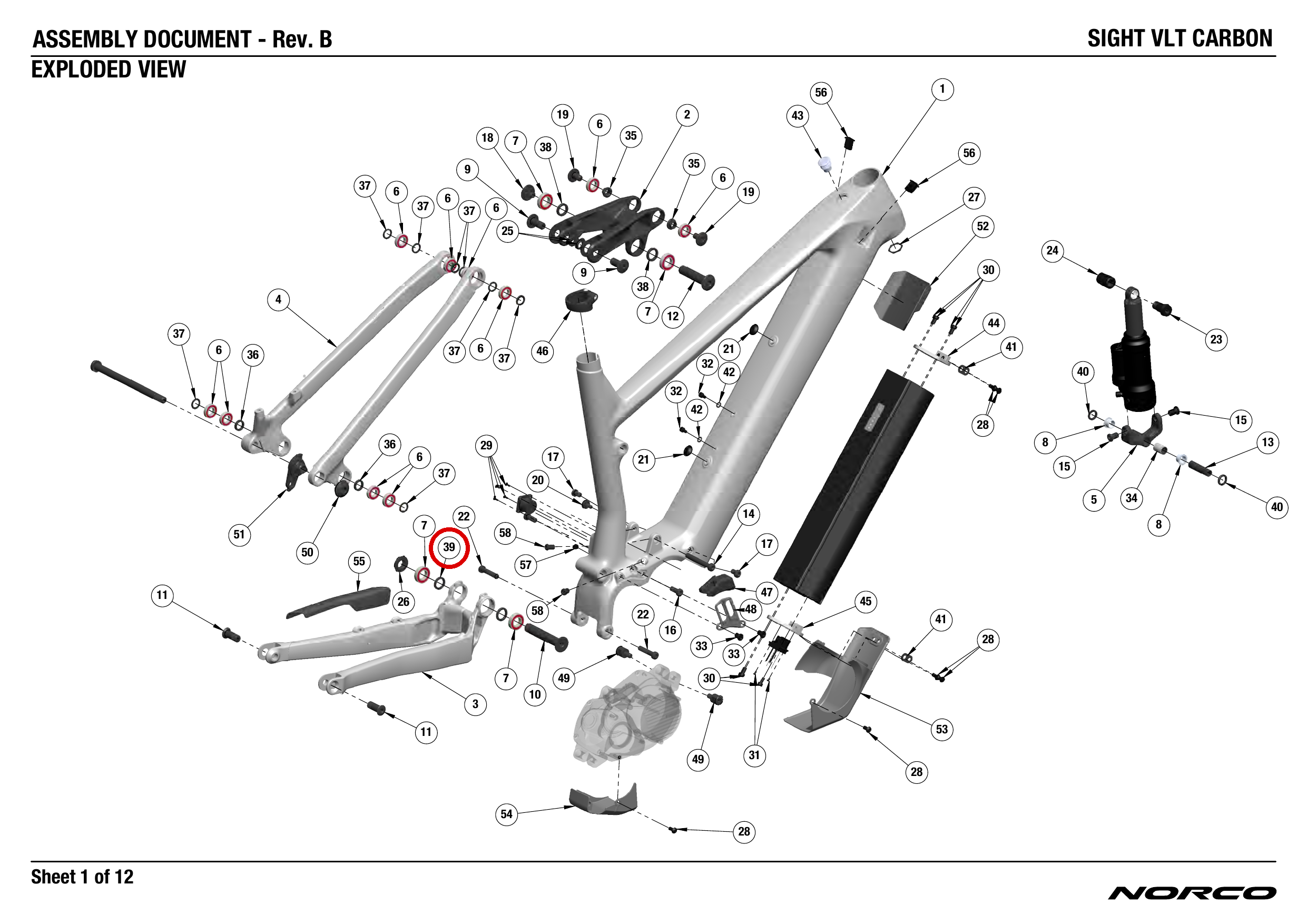 Official technical drawing with the relevant callout highlighted in red