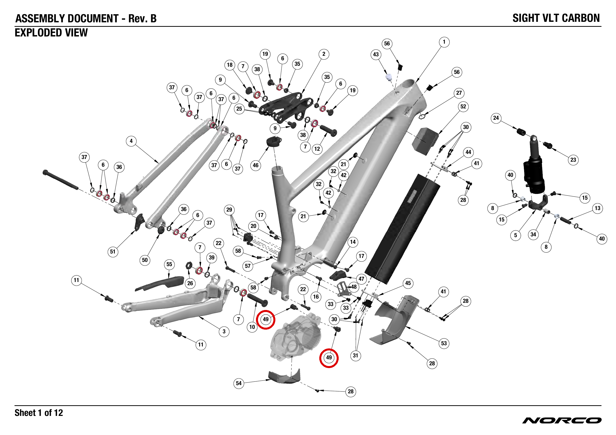 Official technical drawing with the relevant callout highlighted in red