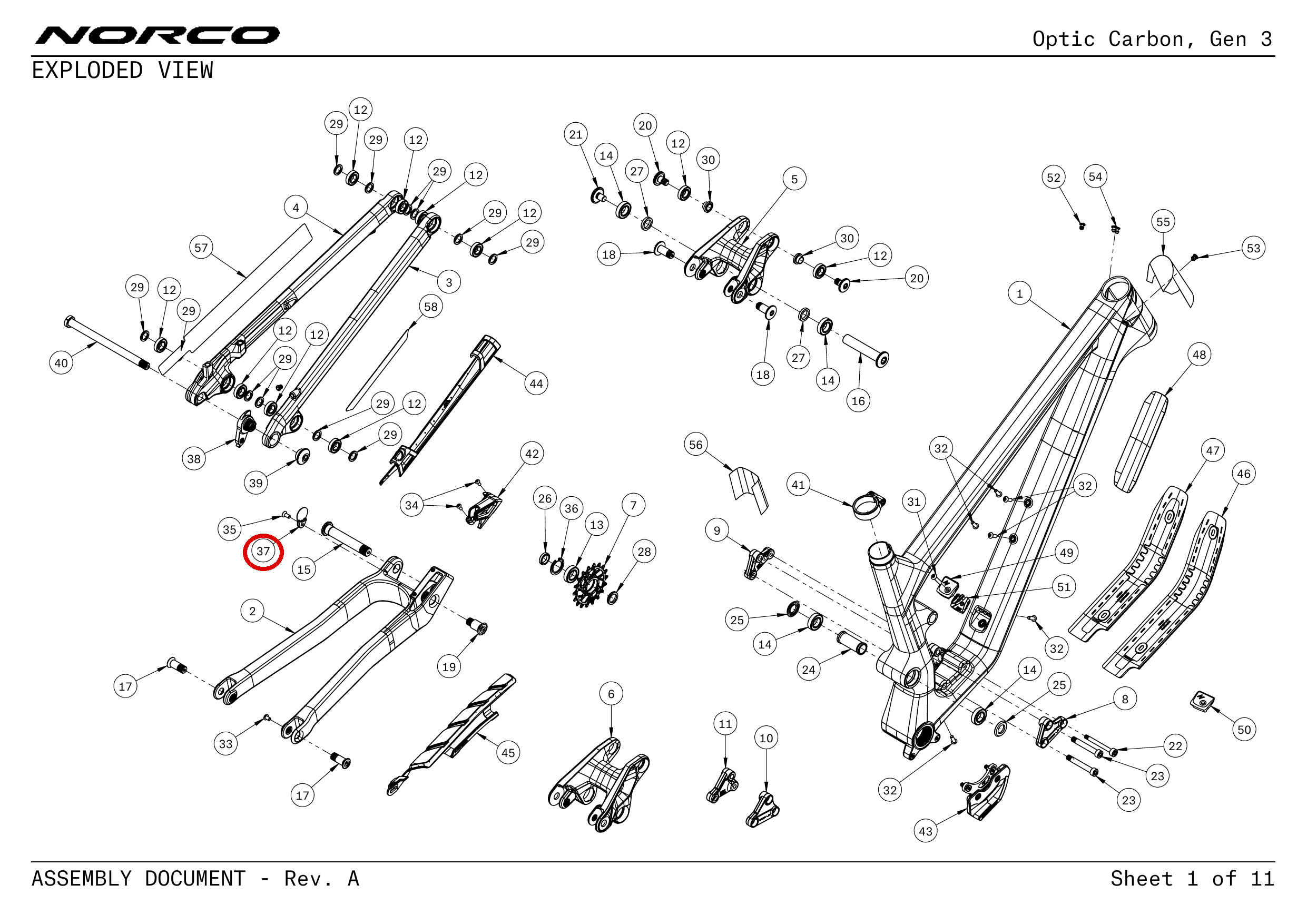 Official technical drawing with the relevant callout highlighted in red