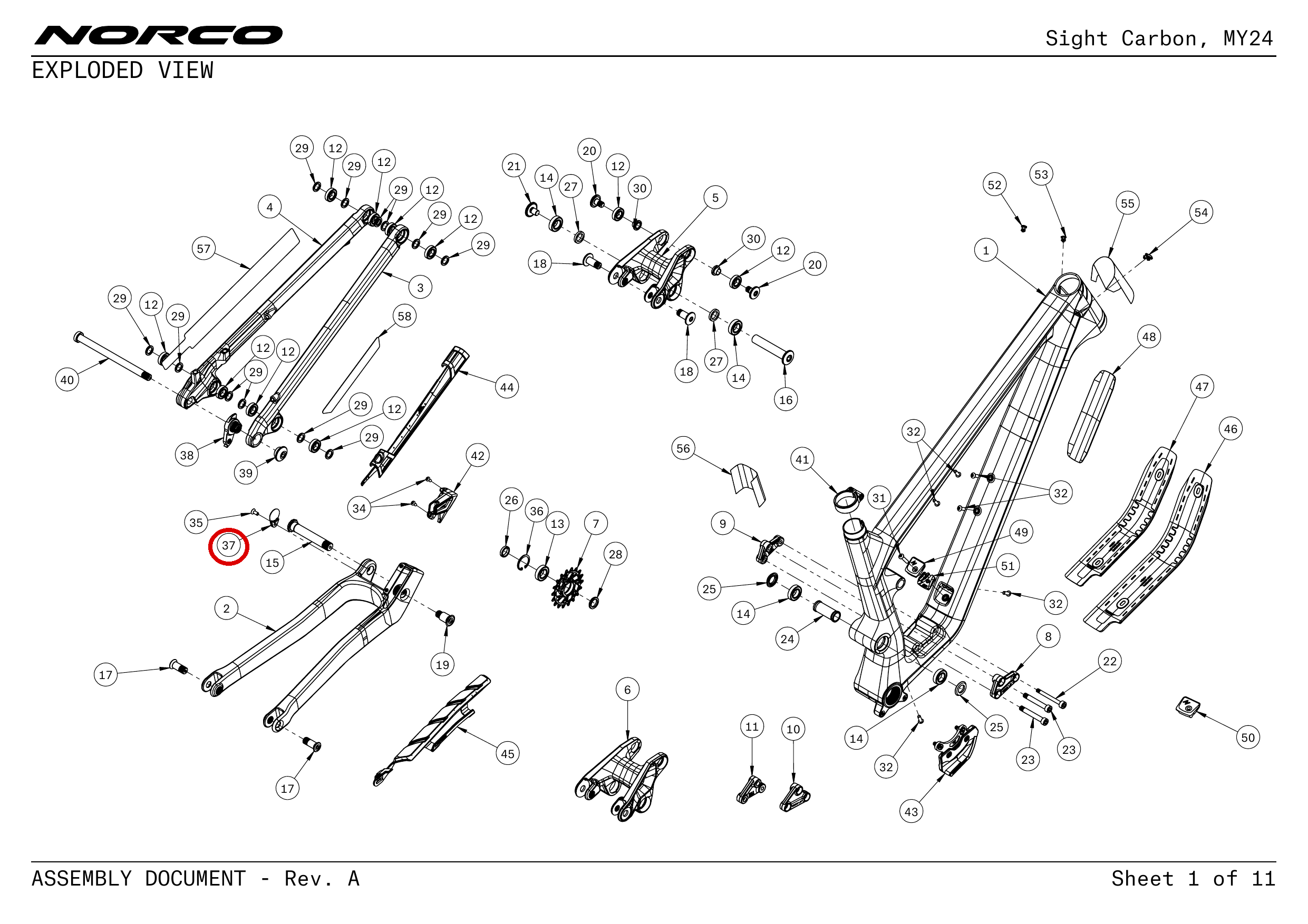 Official technical drawing with the relevant callout highlighted in red