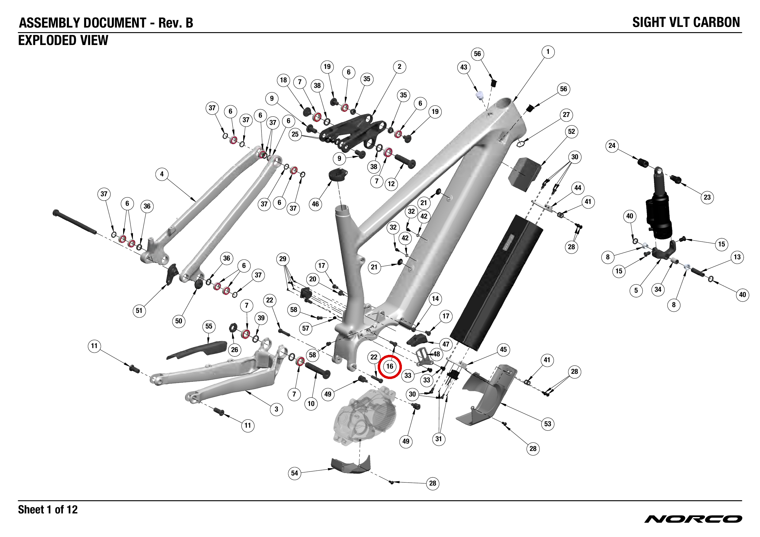 Official technical drawing with the relevant callout highlighted in red