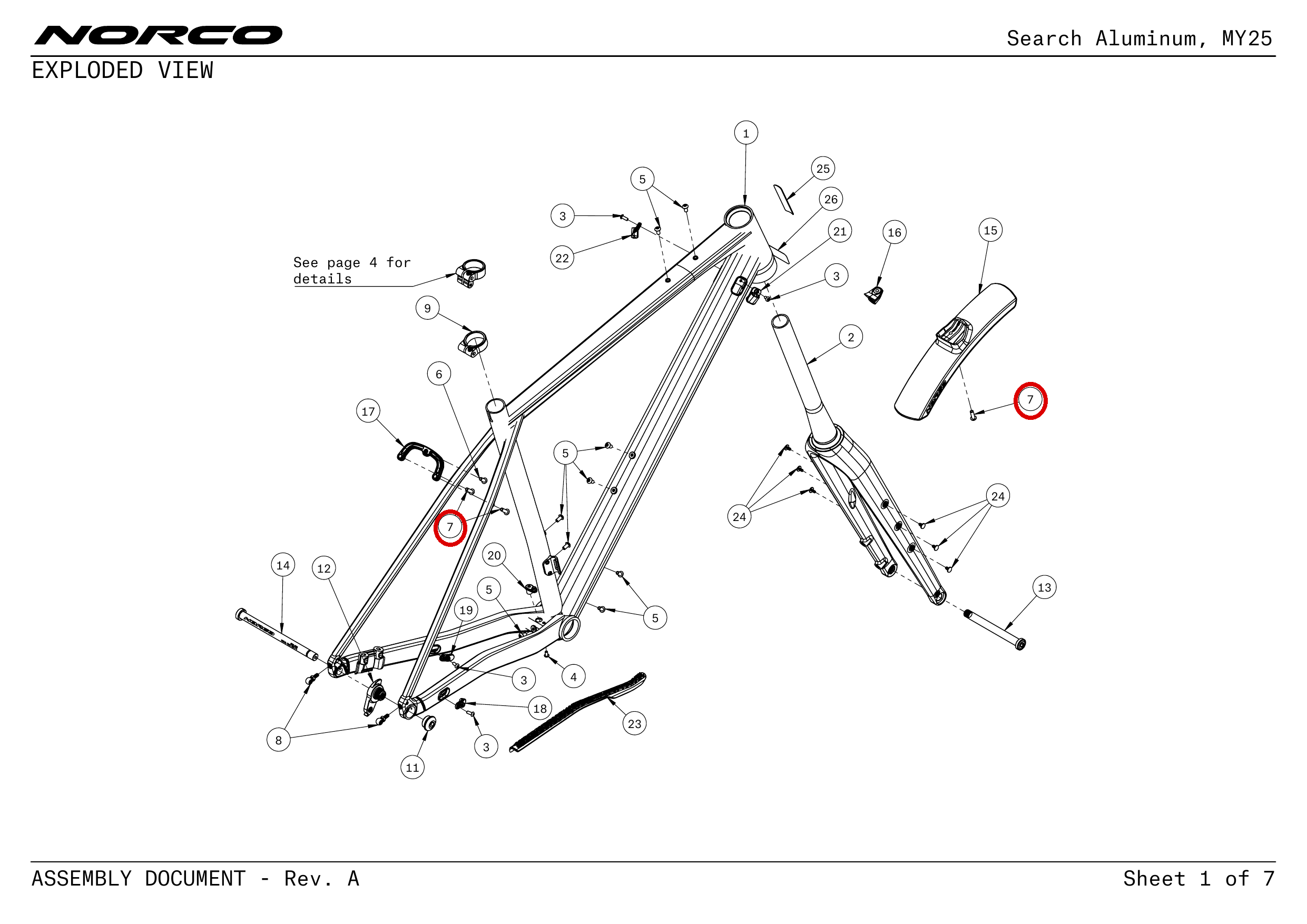 Official technical drawing with the relevant callout highlighted in red