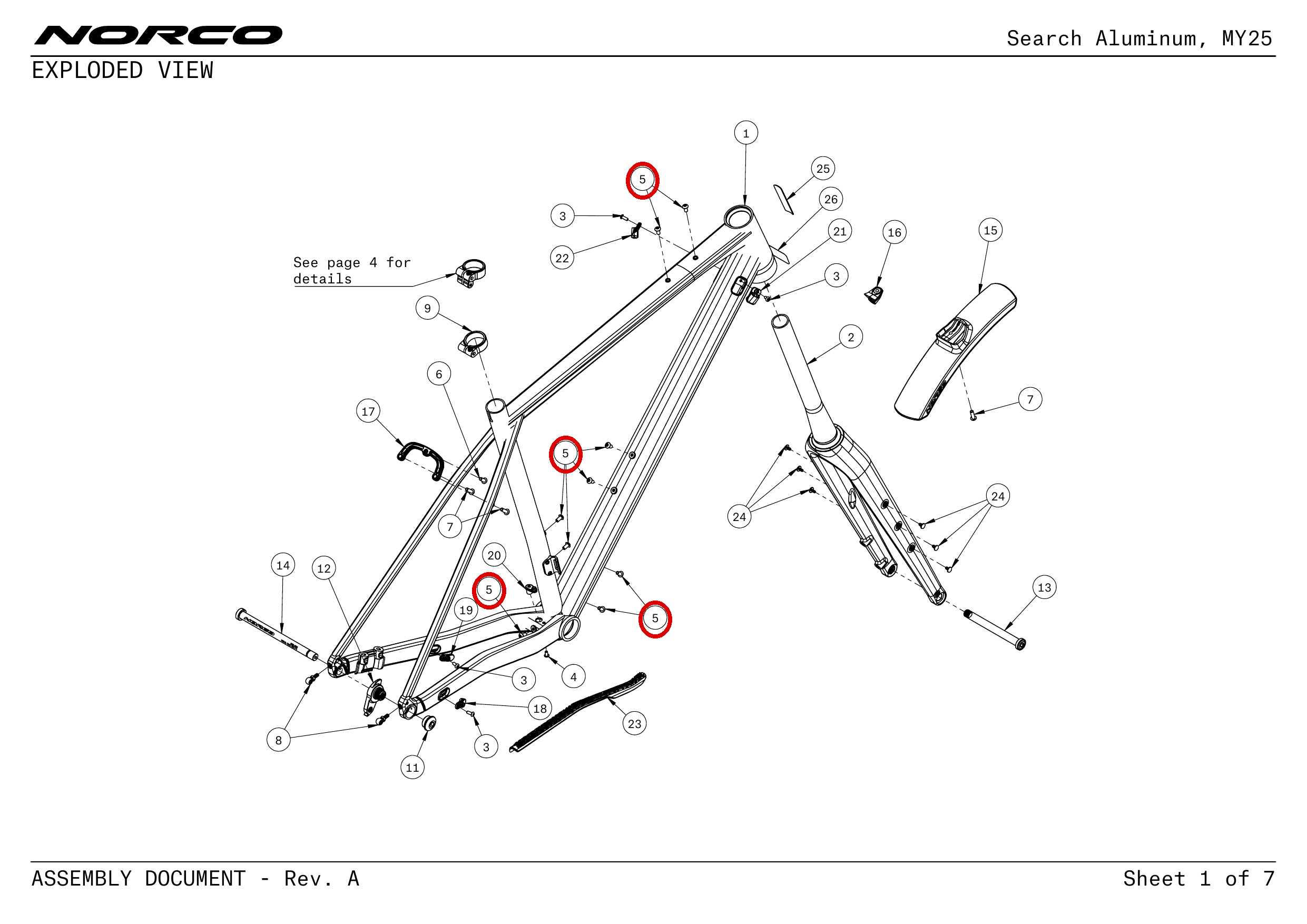 Official technical drawing with the relevant callout highlighted in red