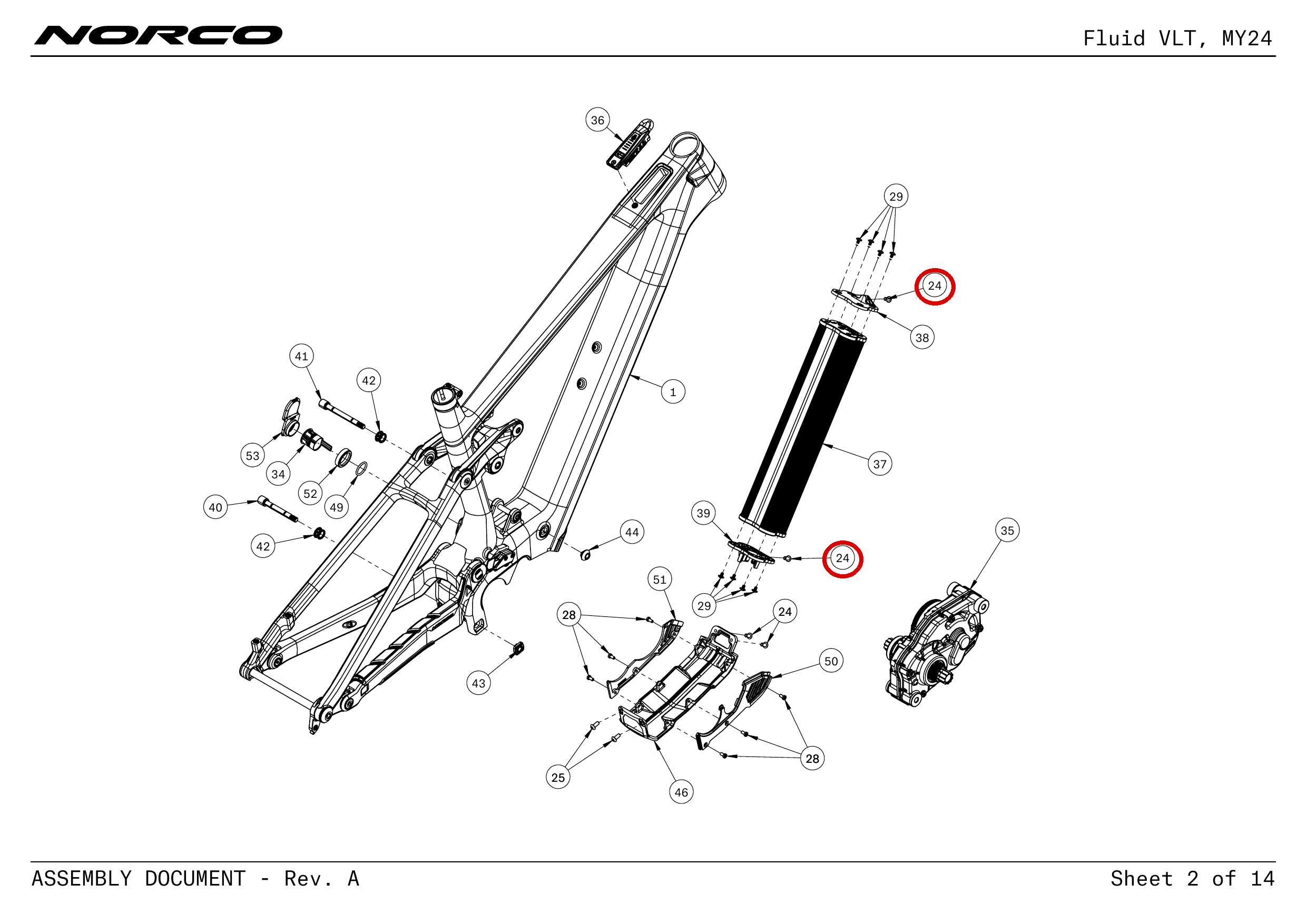 Official technical drawing with the relevant callout highlighted in red