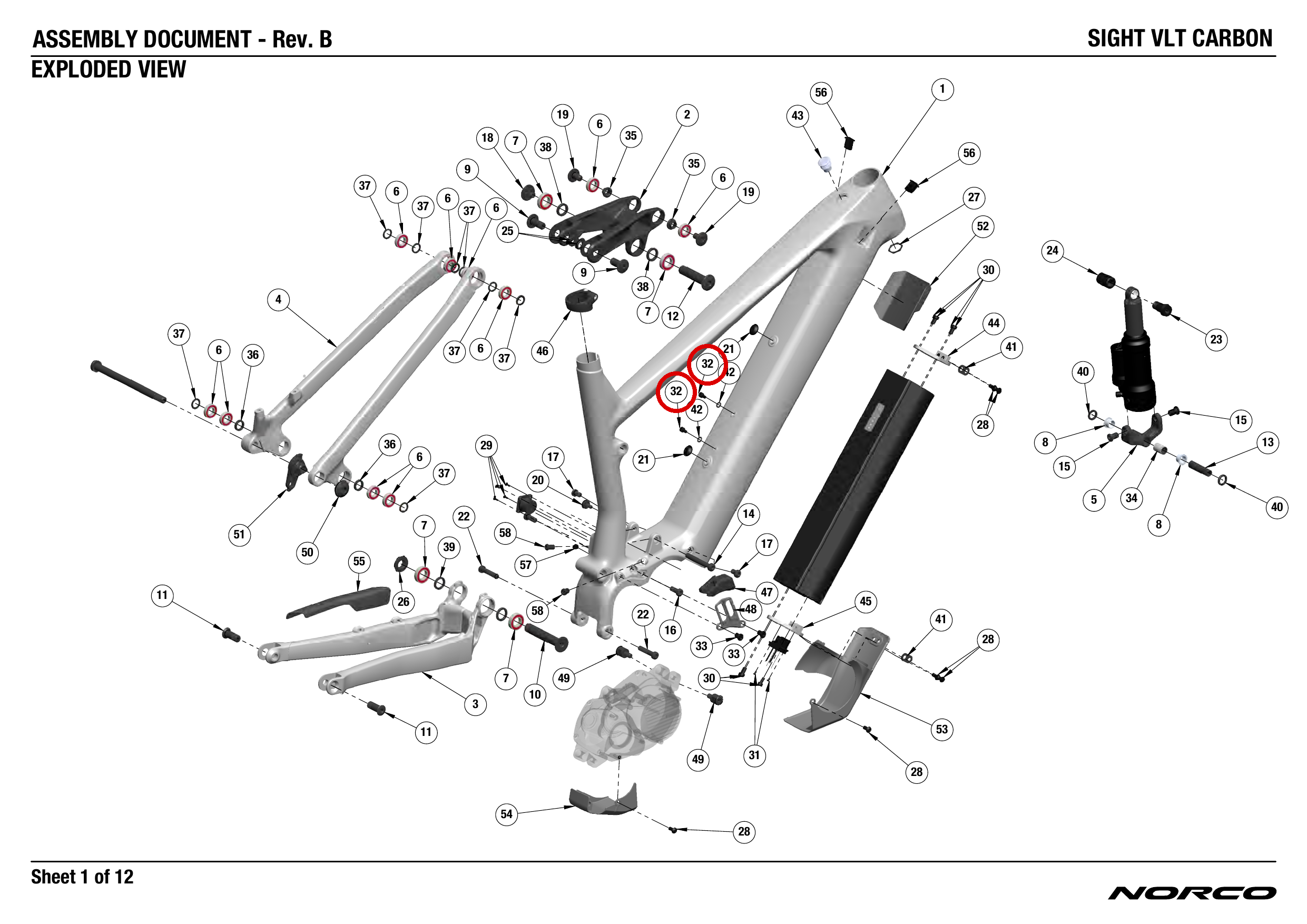 Official technical drawing with the relevant callout highlighted in red