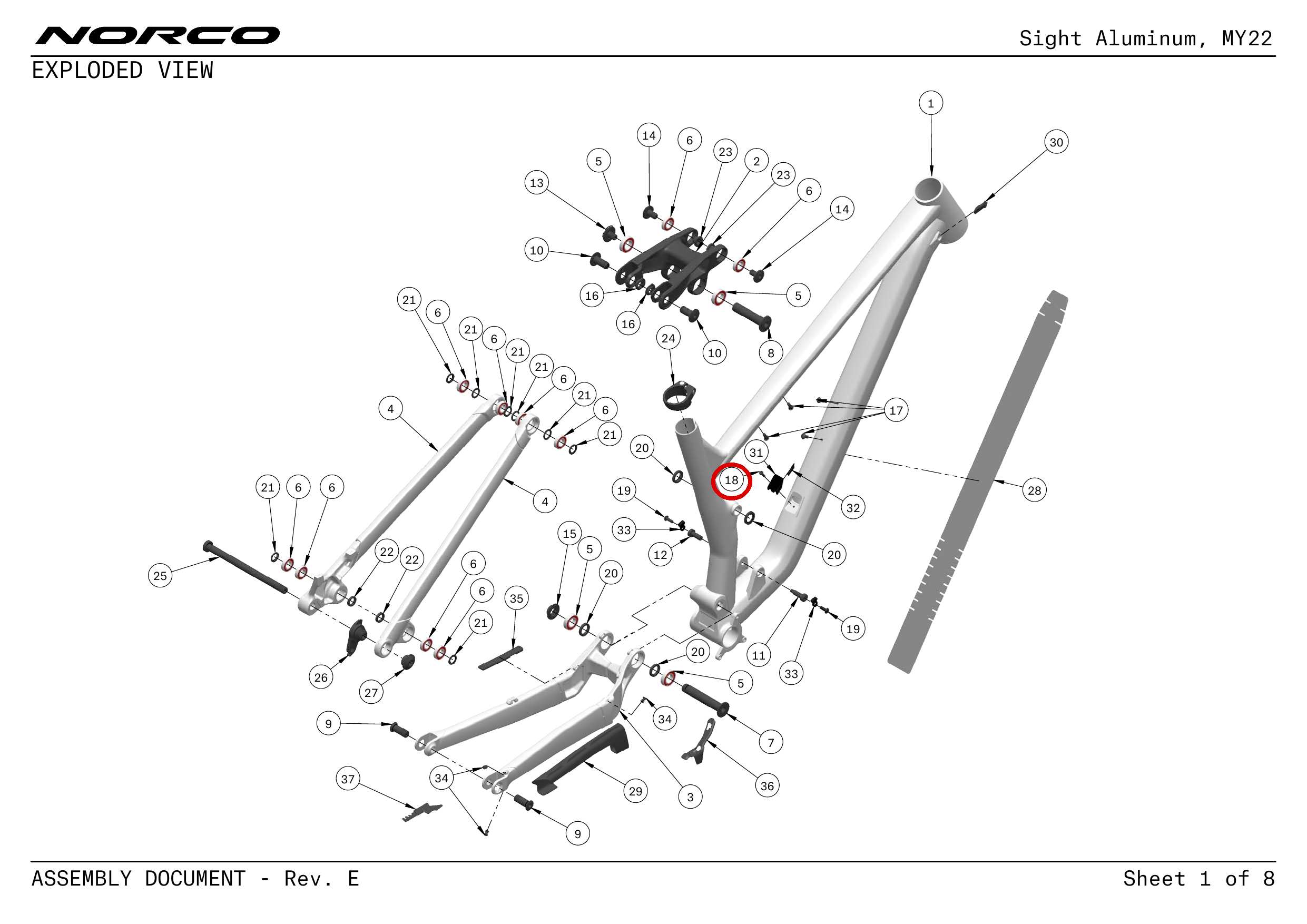Official technical drawing with the relevant callout highlighted in red