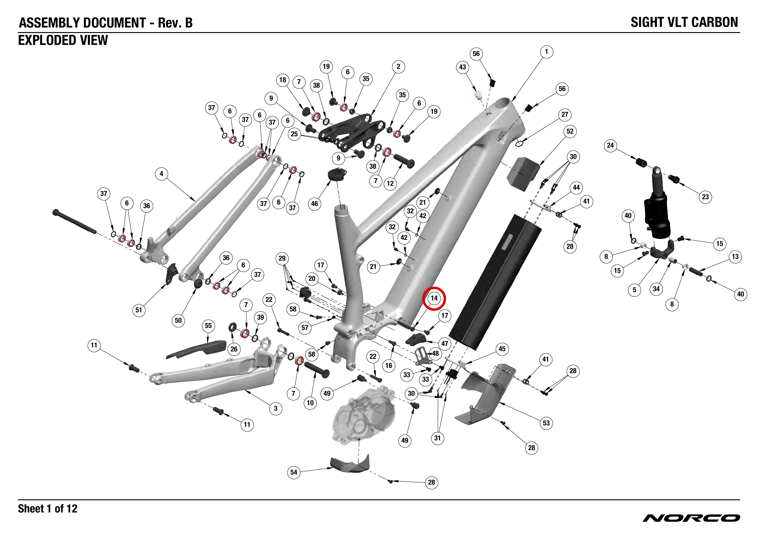 Official technical drawing with the relevant callout highlighted in red