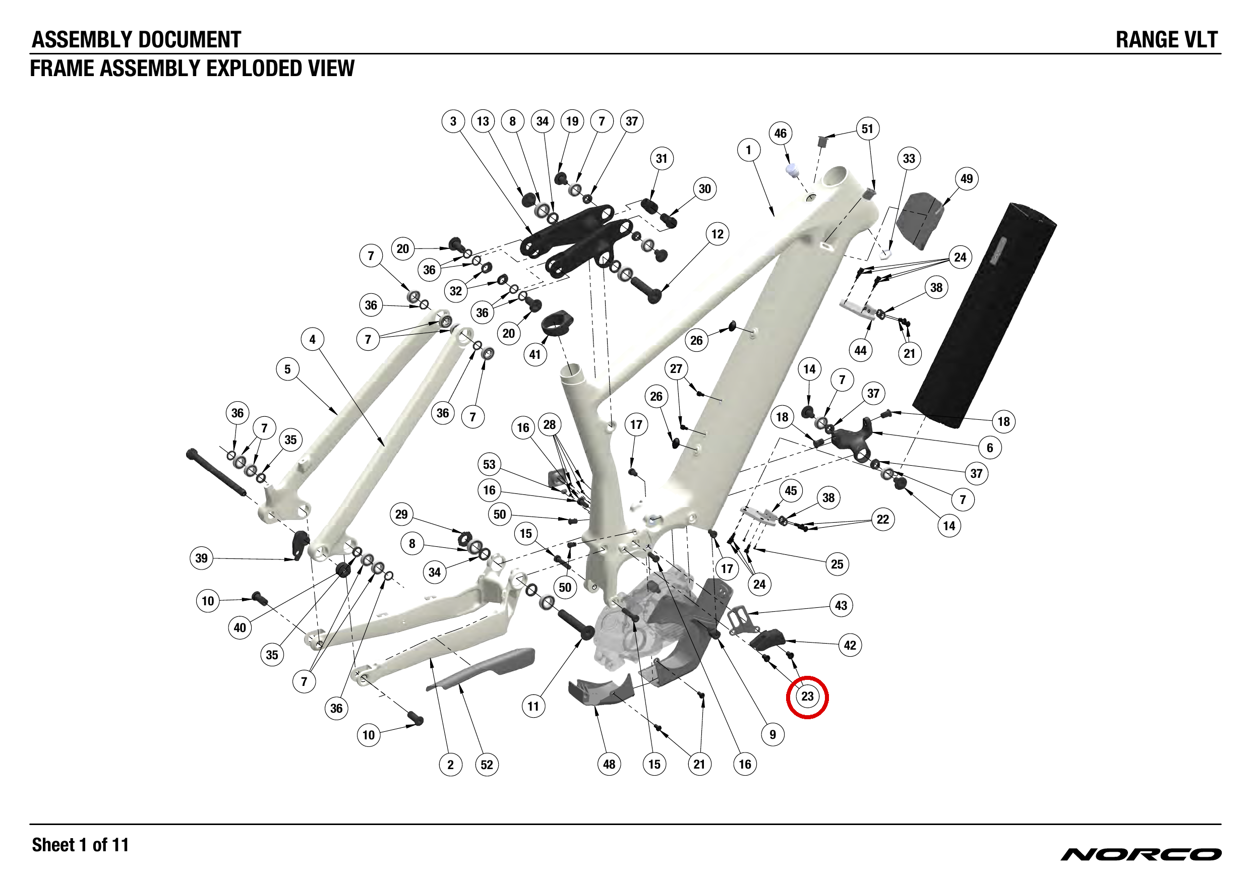 Official technical drawing with the relevant callout highlighted in red