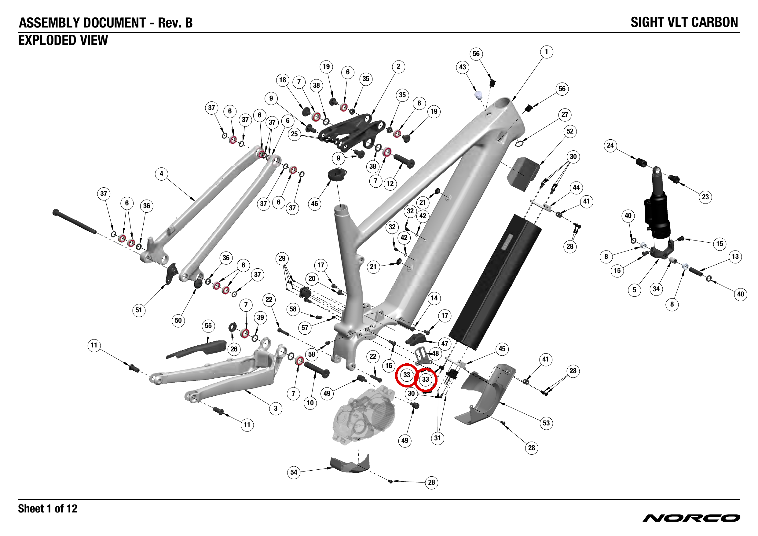 Official technical drawing with the relevant callout highlighted in red
