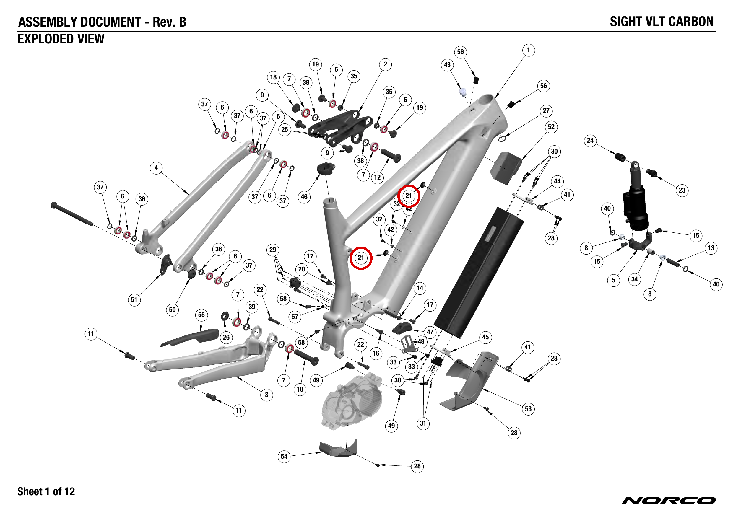 Official technical drawing with the relevant callout highlighted in red