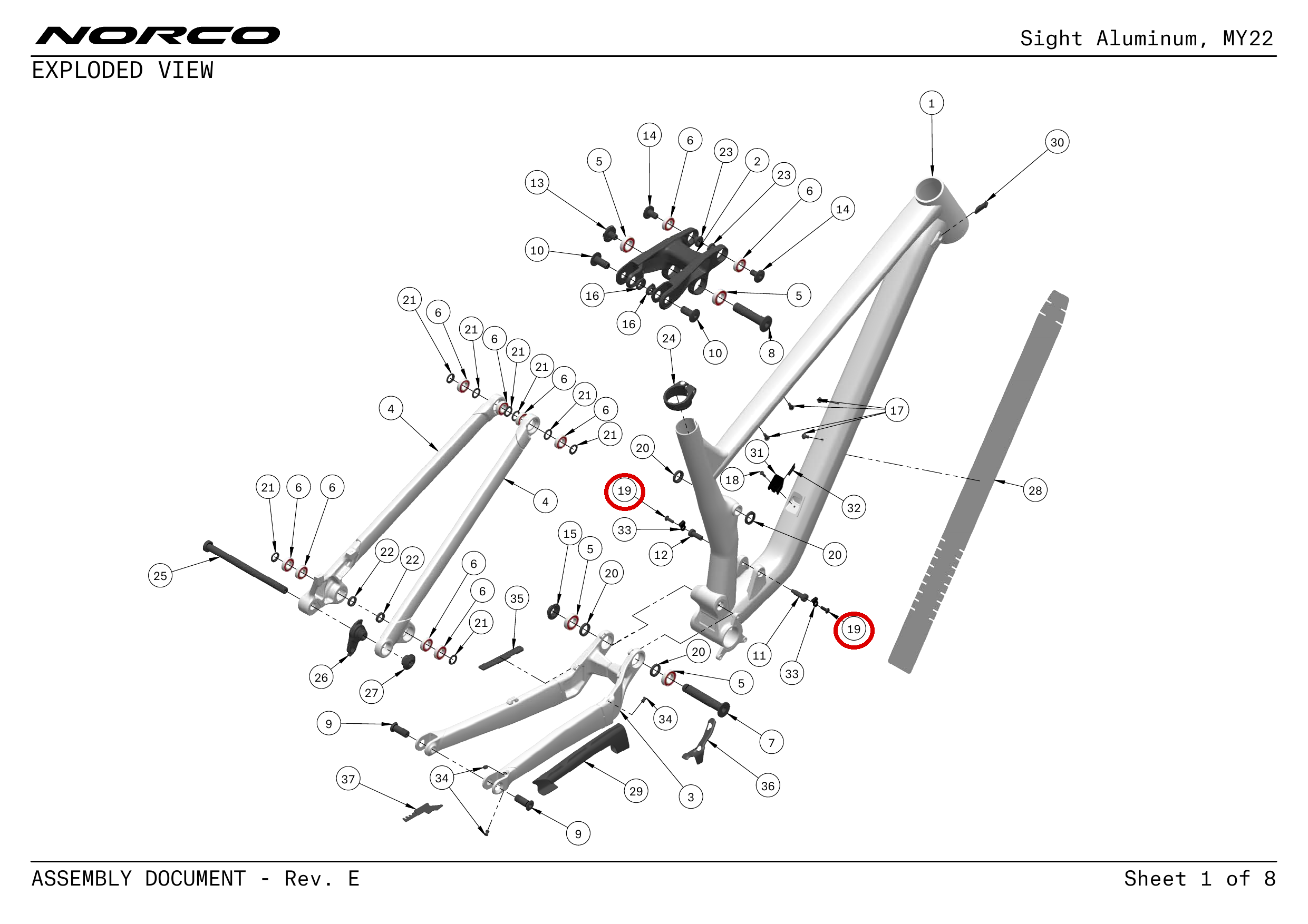 Official technical drawing with the relevant callout highlighted in red