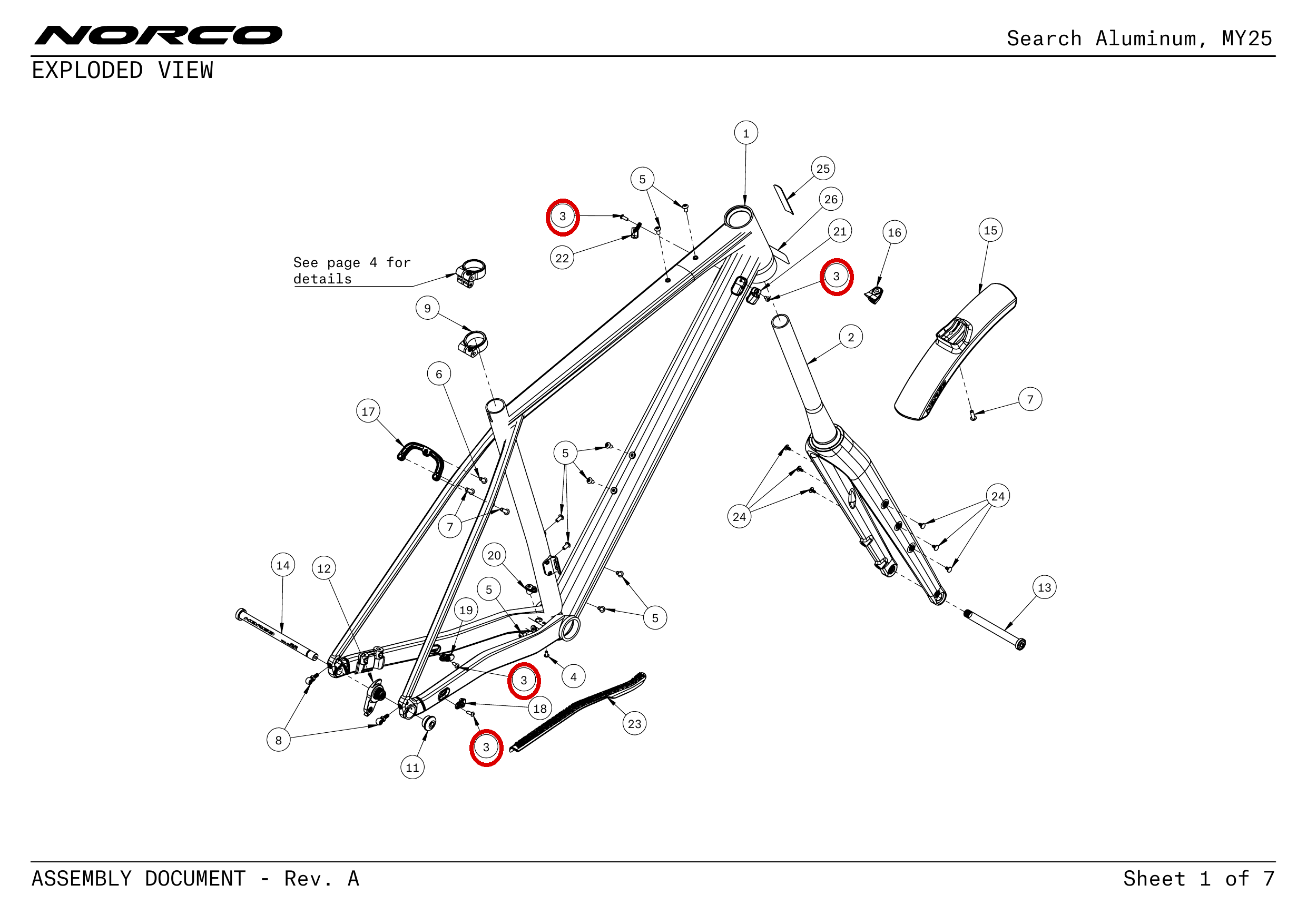 Official technical drawing with the relevant callout highlighted in red