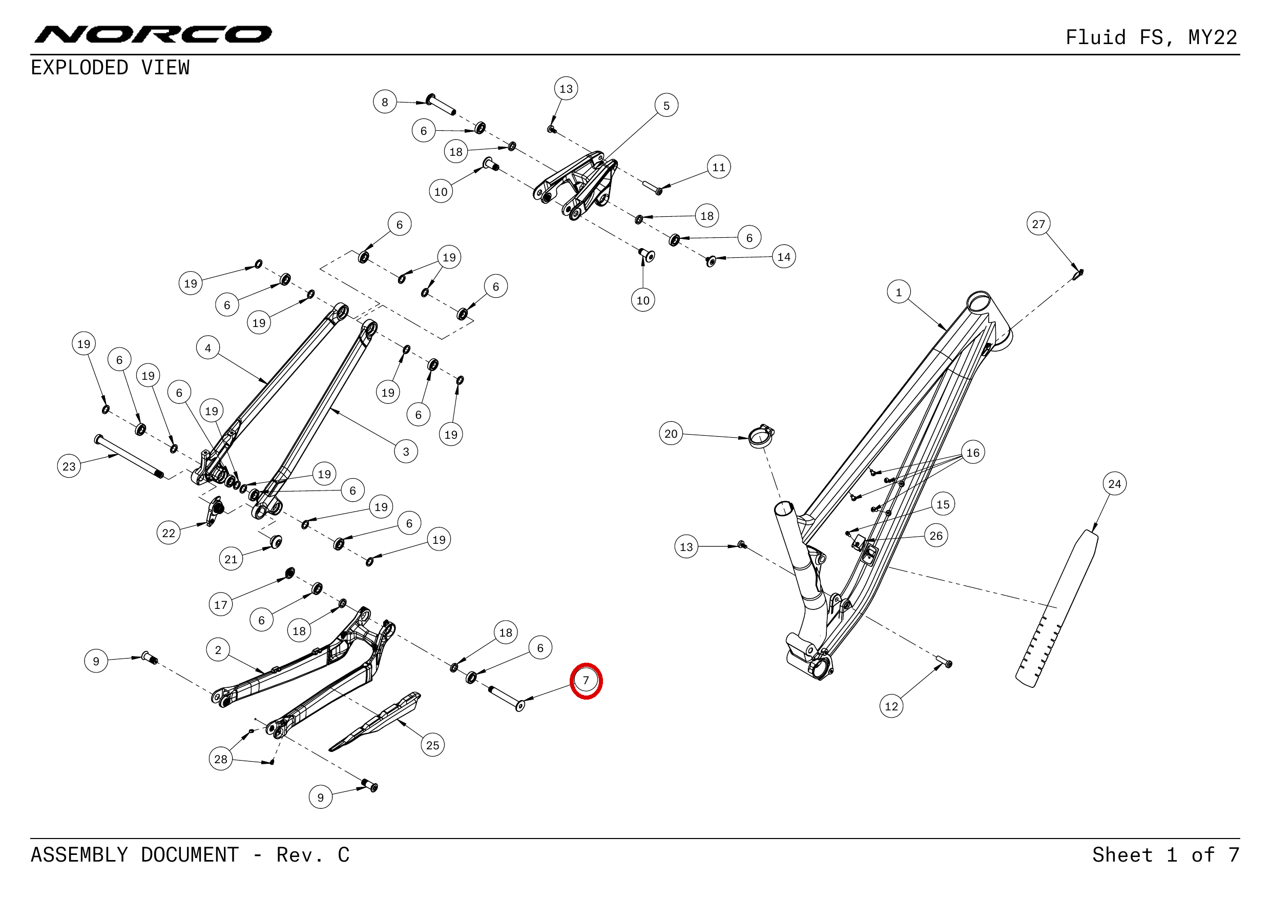 Official technical drawing with the relevant callout highlighted in red
