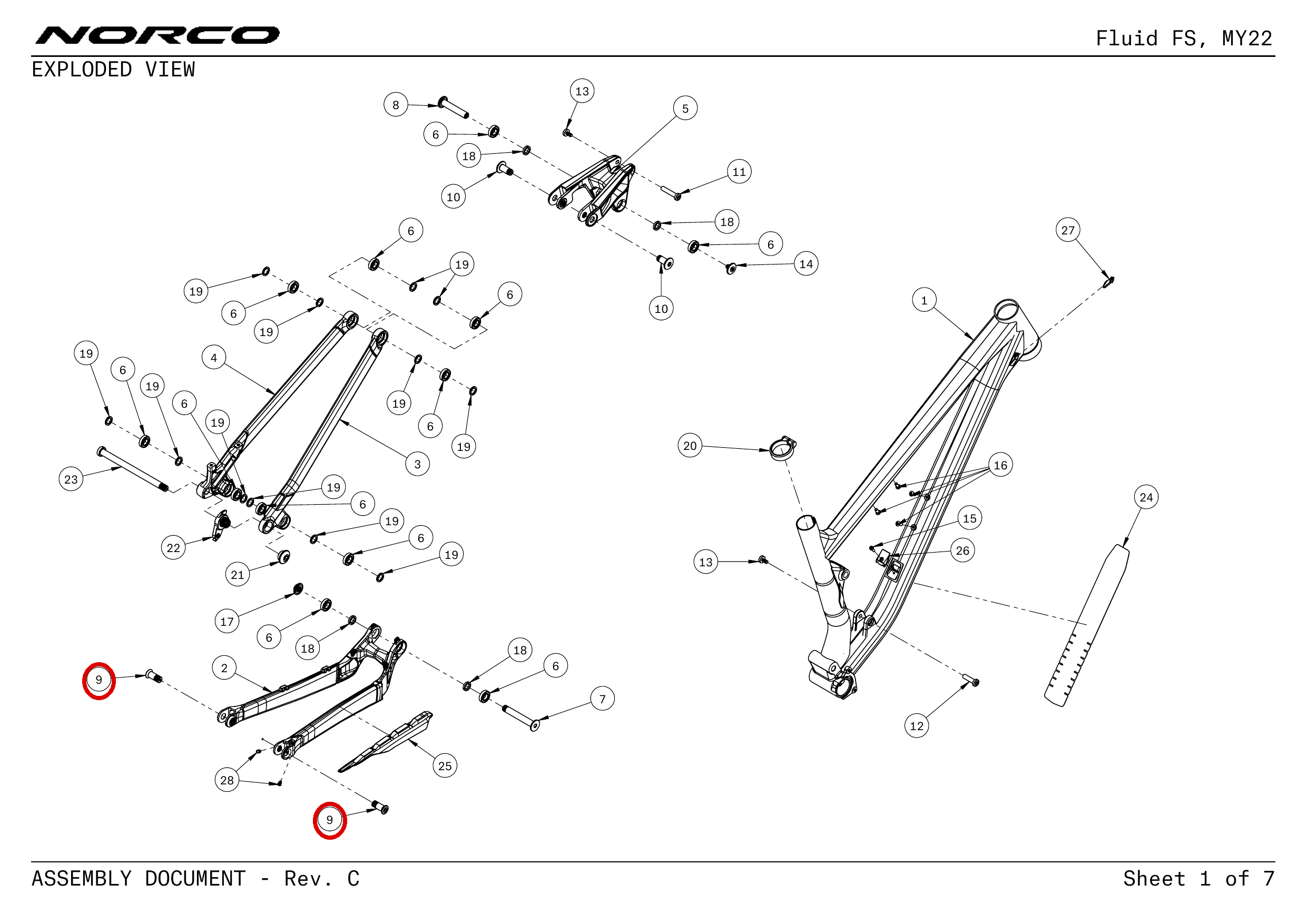 Official technical drawing with the relevant callout highlighted in red