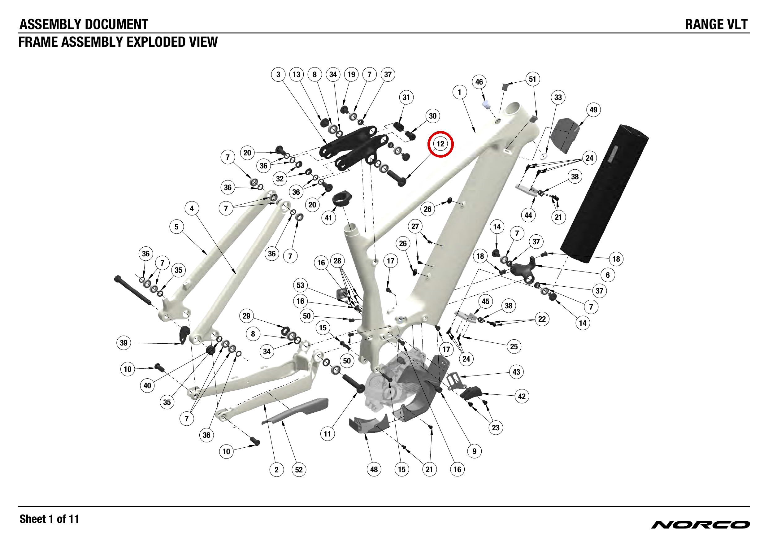 Official technical drawing with the relevant callout highlighted in red