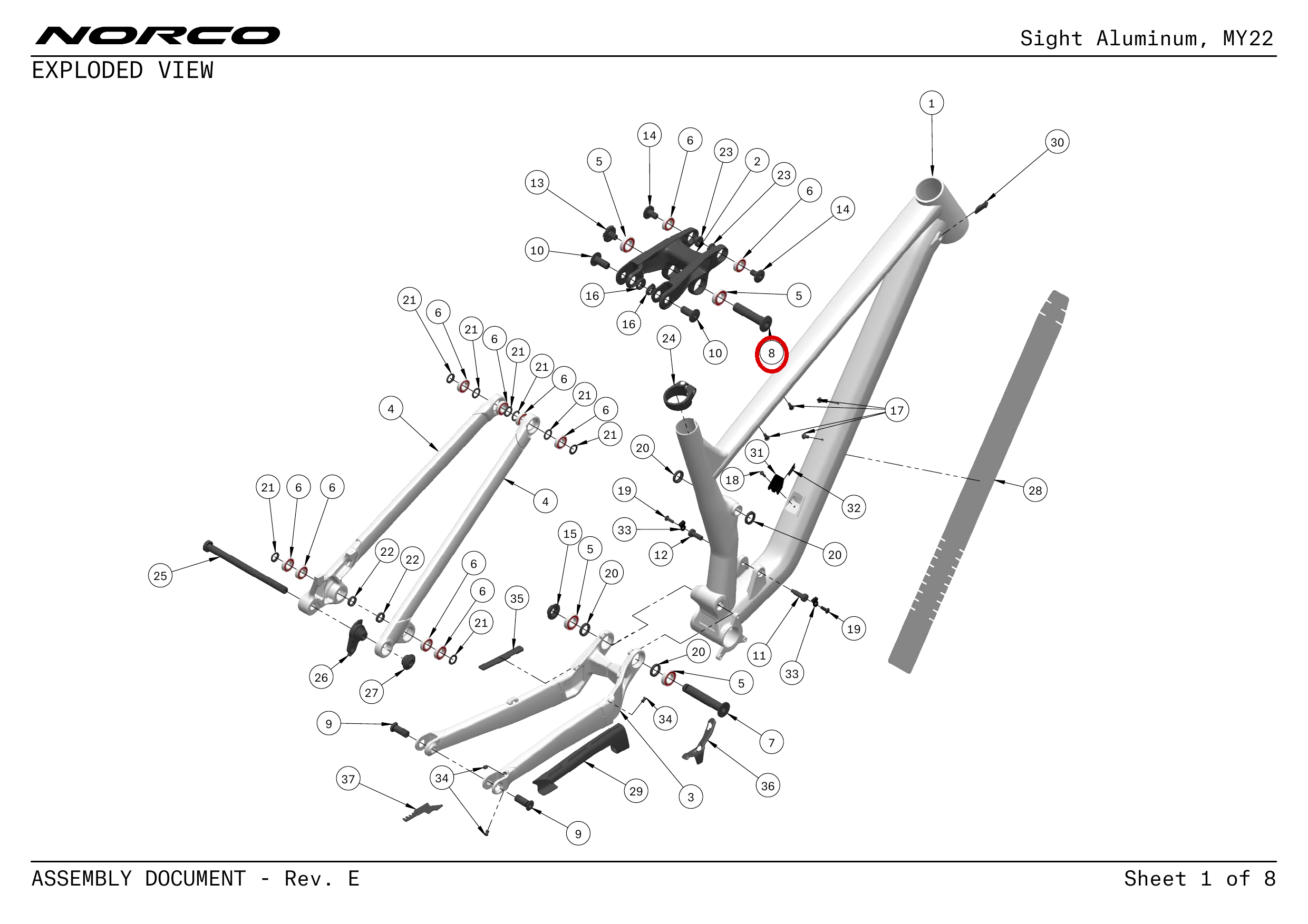 Official technical drawing with the relevant callout highlighted in red