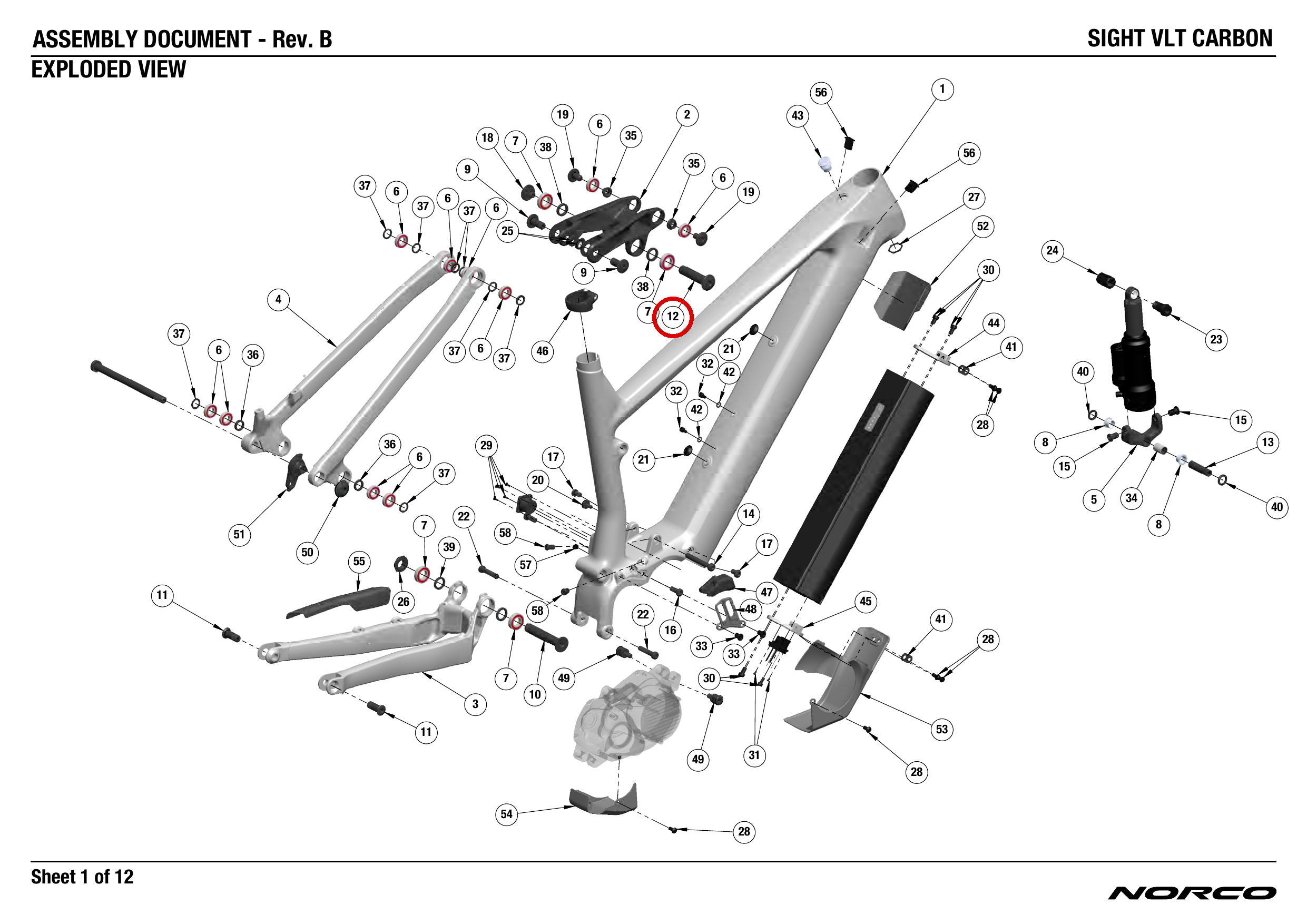 Official technical drawing with the relevant callout highlighted in red