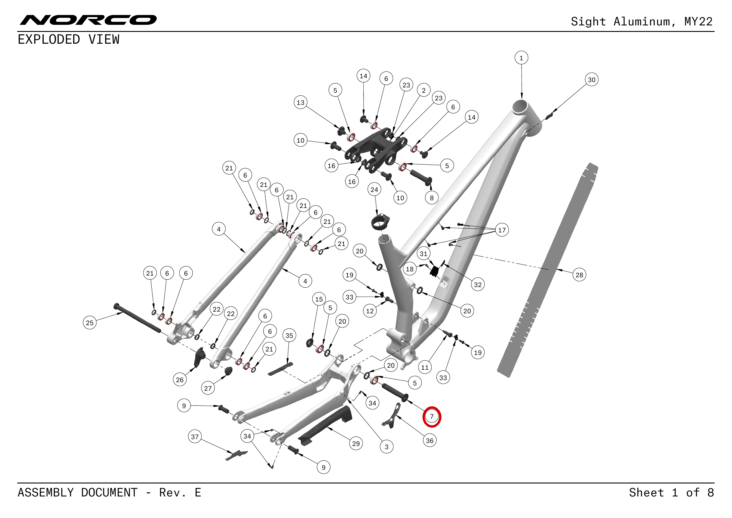 Official technical drawing with the relevant callout highlighted in red