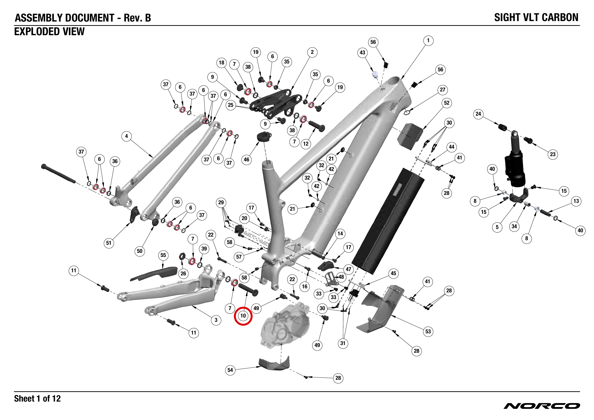 Official technical drawing with the relevant callout highlighted in red