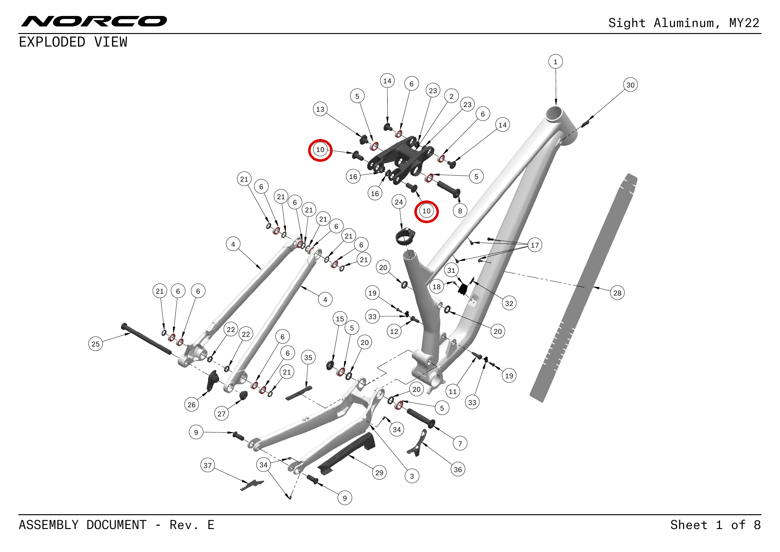 Official technical drawing with the relevant callout highlighted in red