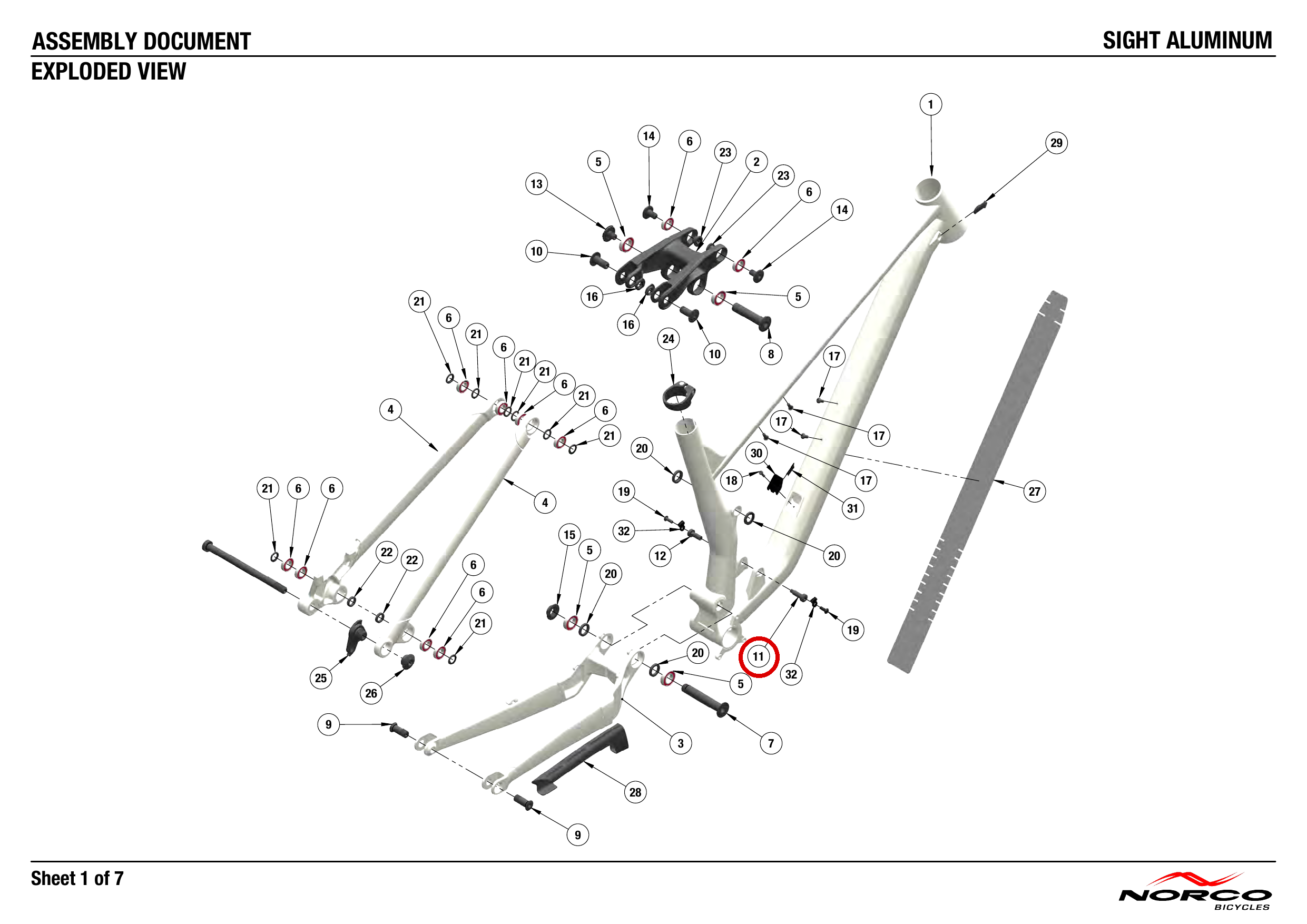 Official technical drawing with the relevant callout highlighted in red