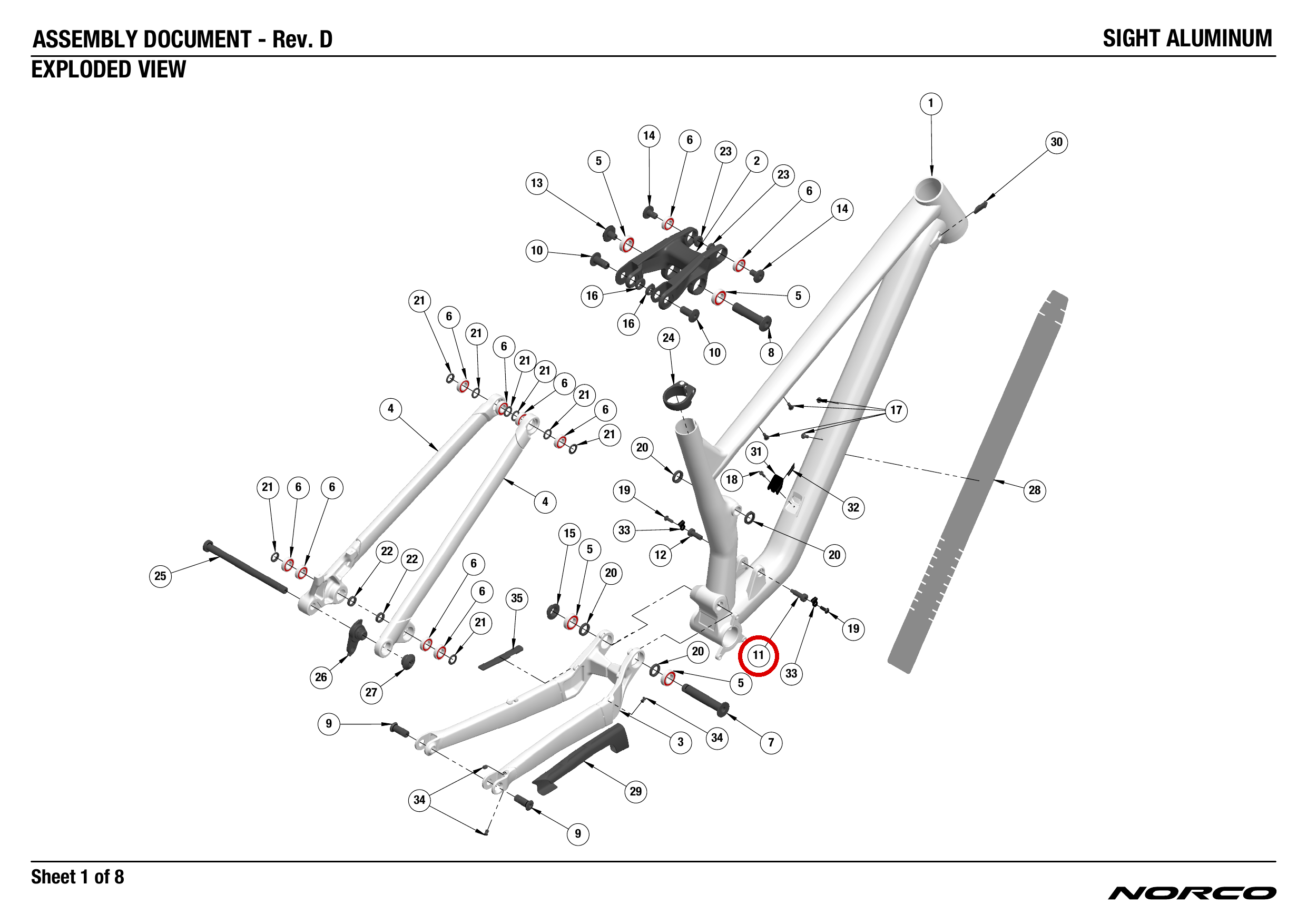 Official technical drawing with the relevant callout highlighted in red