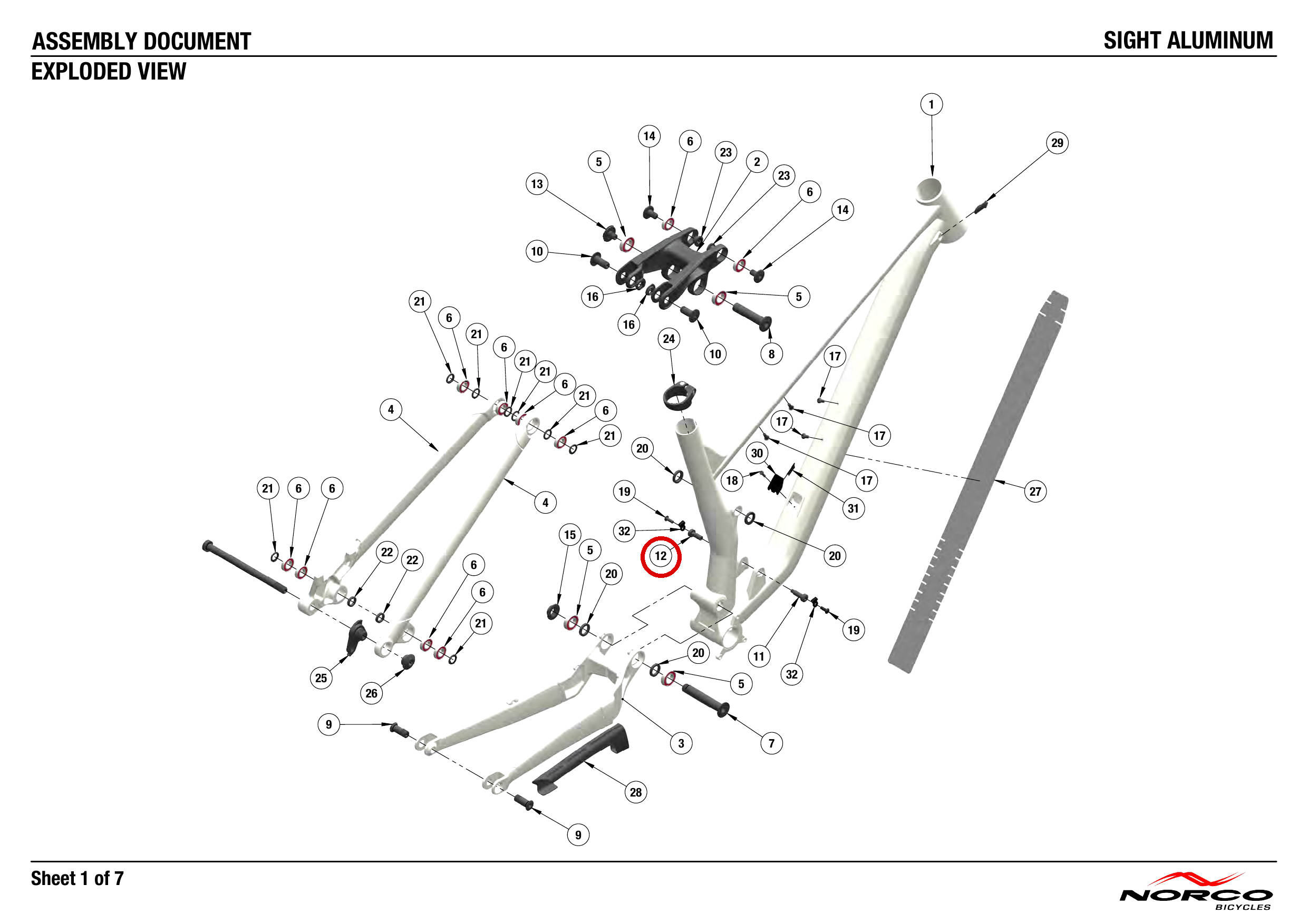 Official technical drawing with the relevant callout highlighted in red