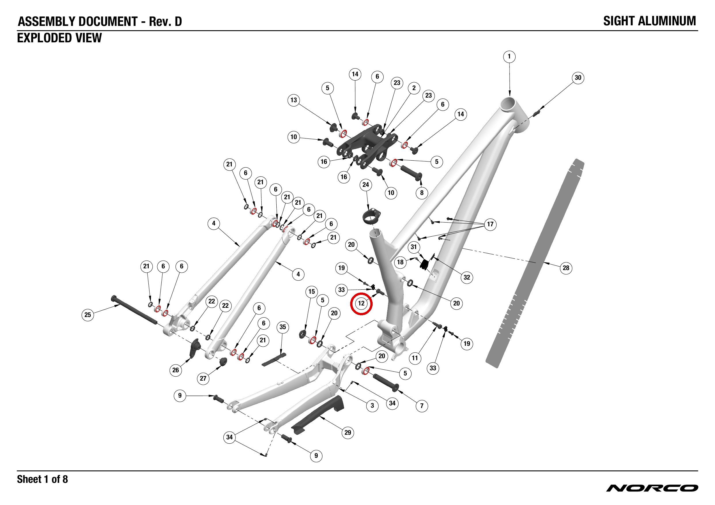 Official technical drawing with the relevant callout highlighted in red
