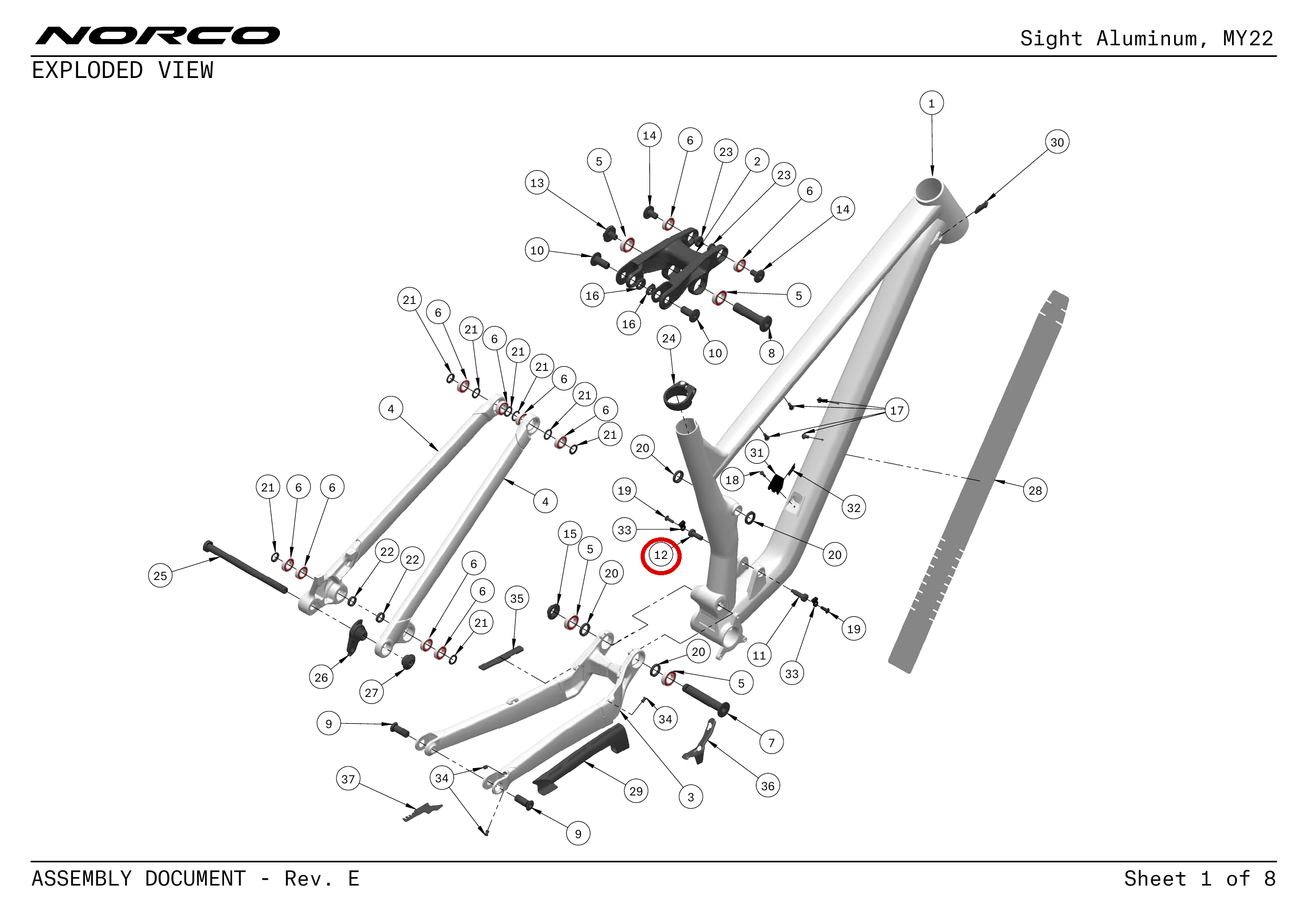 Official technical drawing with the relevant callout highlighted in red
