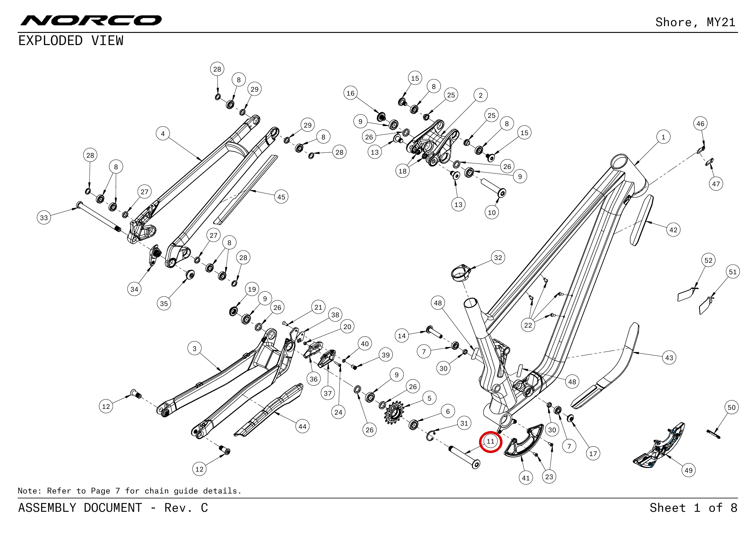 Official technical drawing with the relevant callout highlighted in red