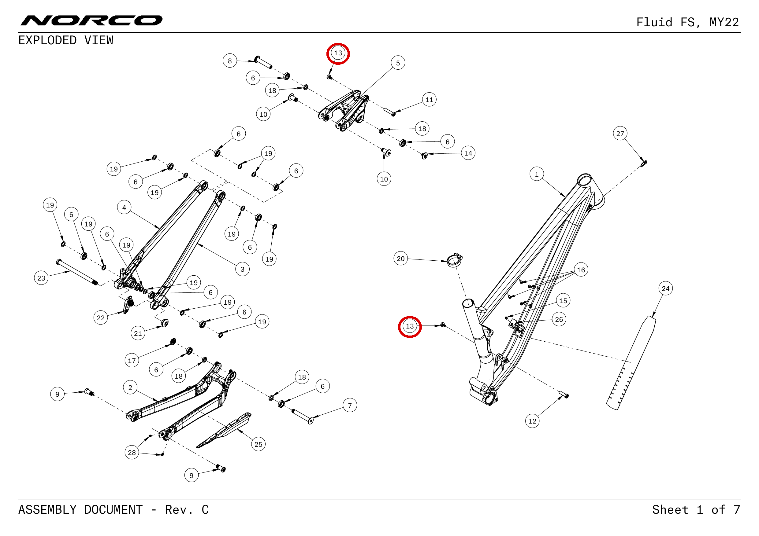 Official technical drawing with the relevant callout highlighted in red