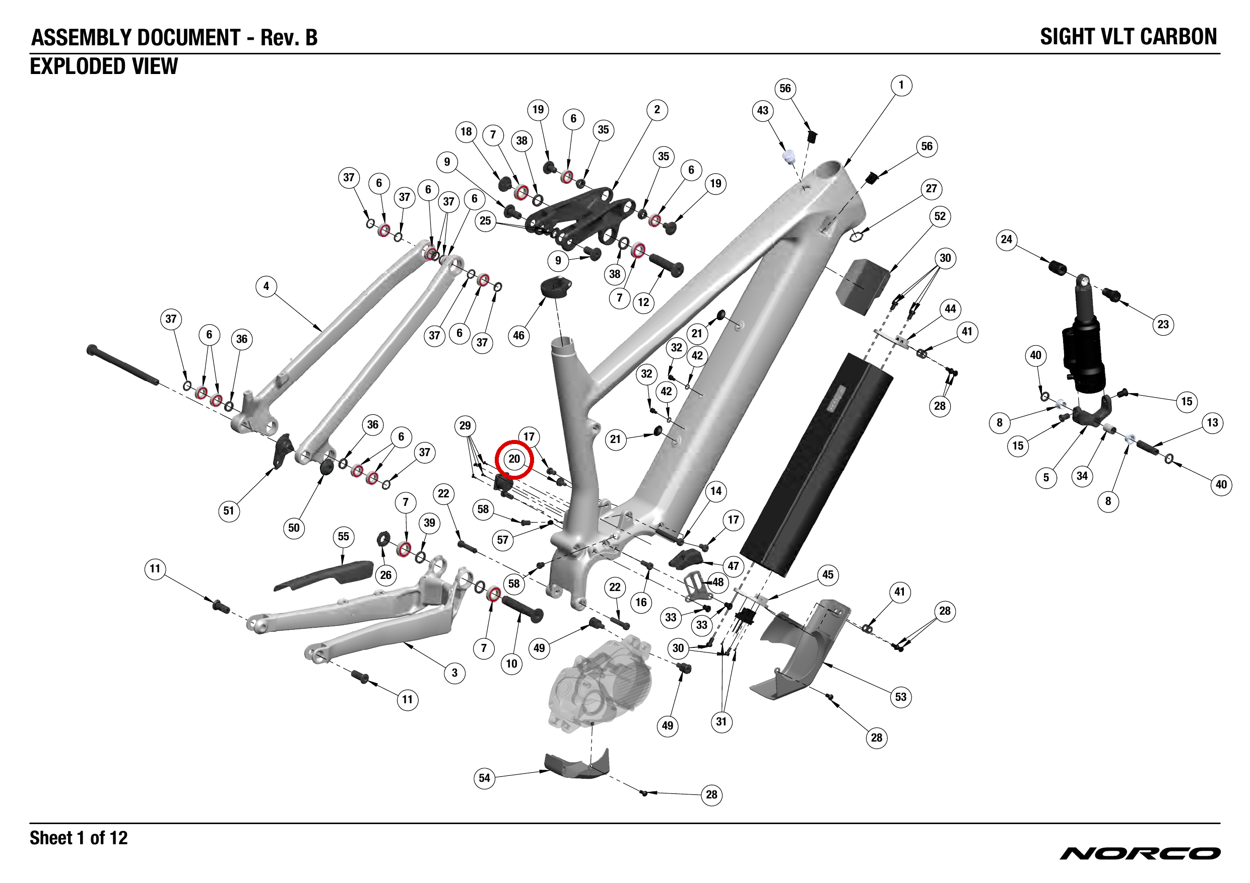 Official technical drawing with the relevant callout highlighted in red