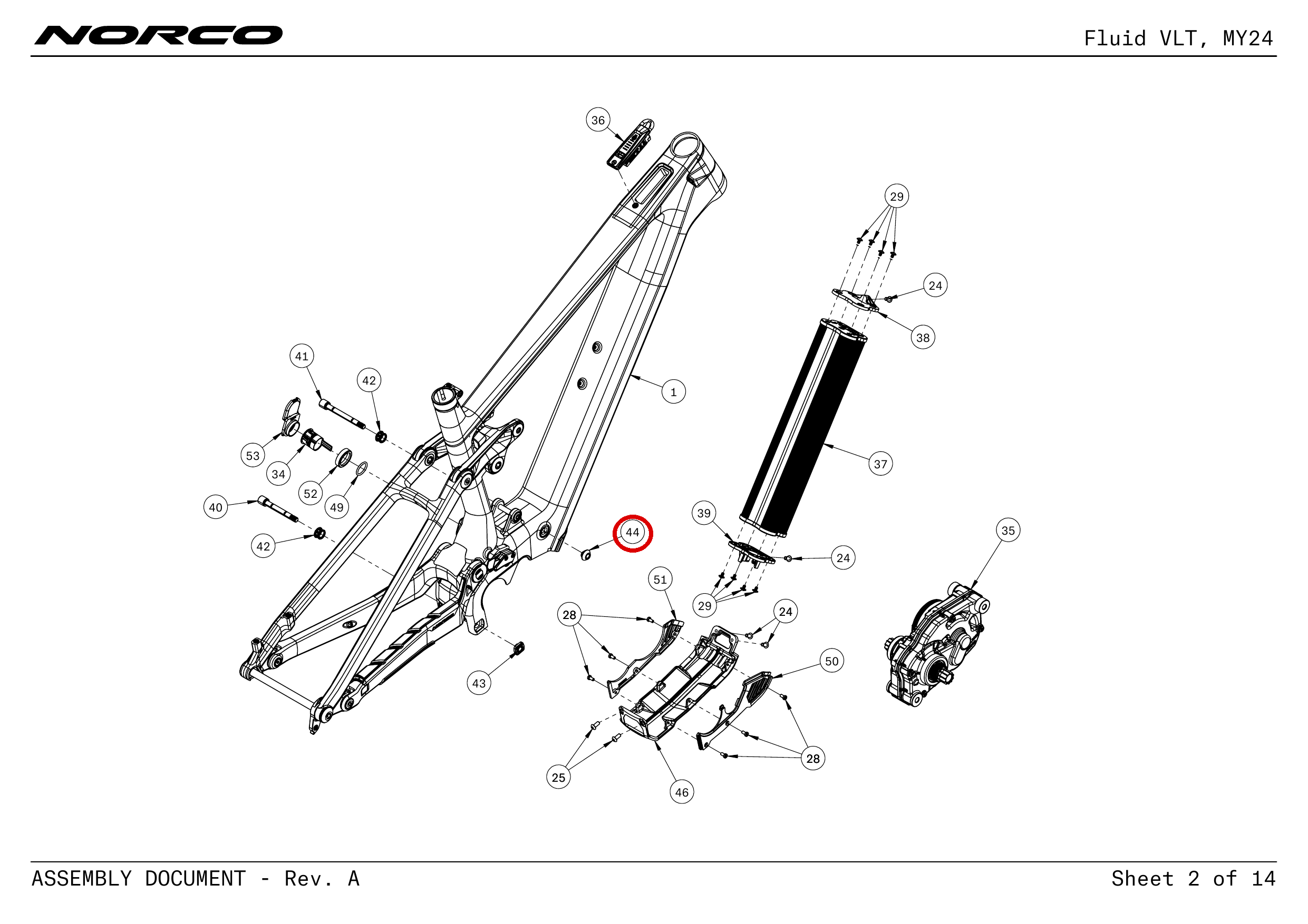 Official technical drawing with the relevant callout highlighted in red