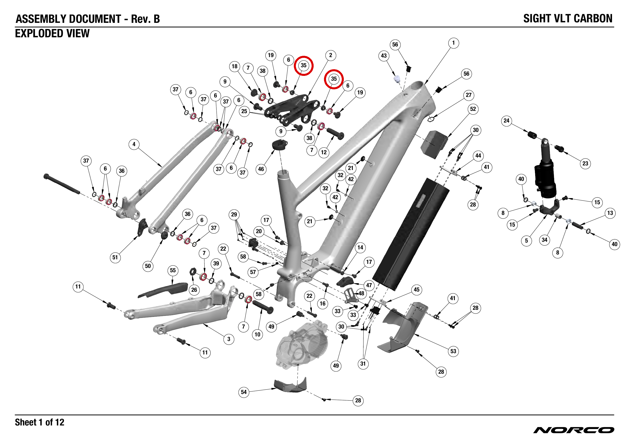 Official technical drawing with the relevant callout highlighted in red