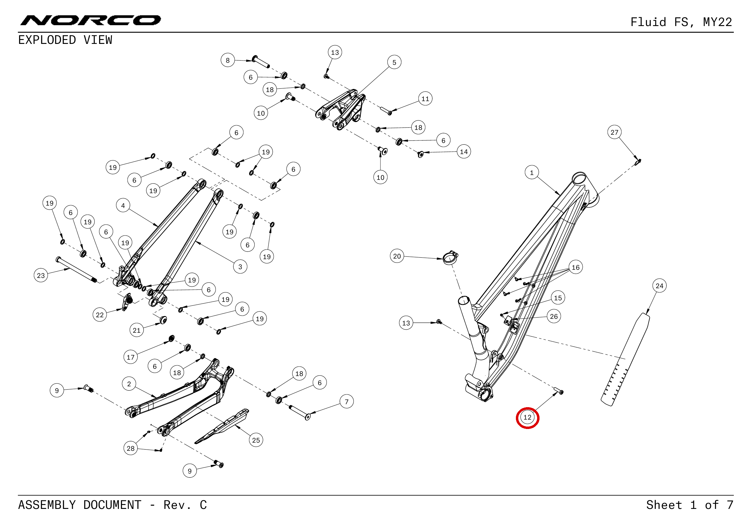 Official technical drawing with the relevant callout highlighted in red