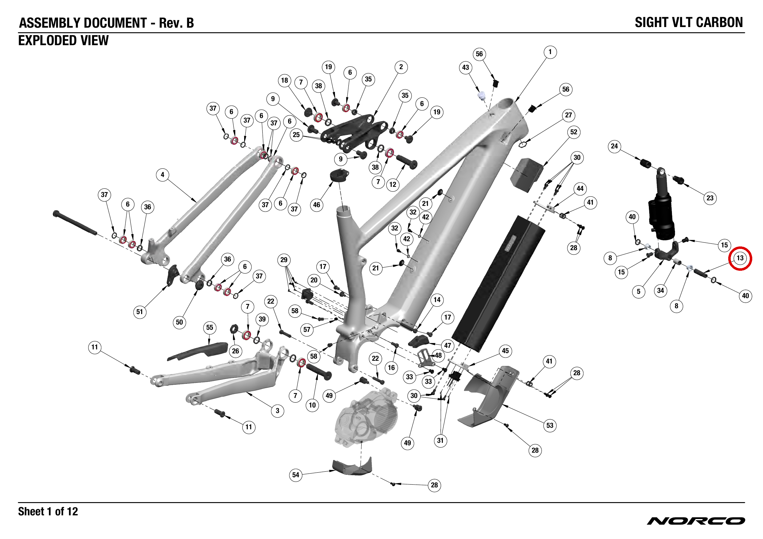 Official technical drawing with the relevant callout highlighted in red