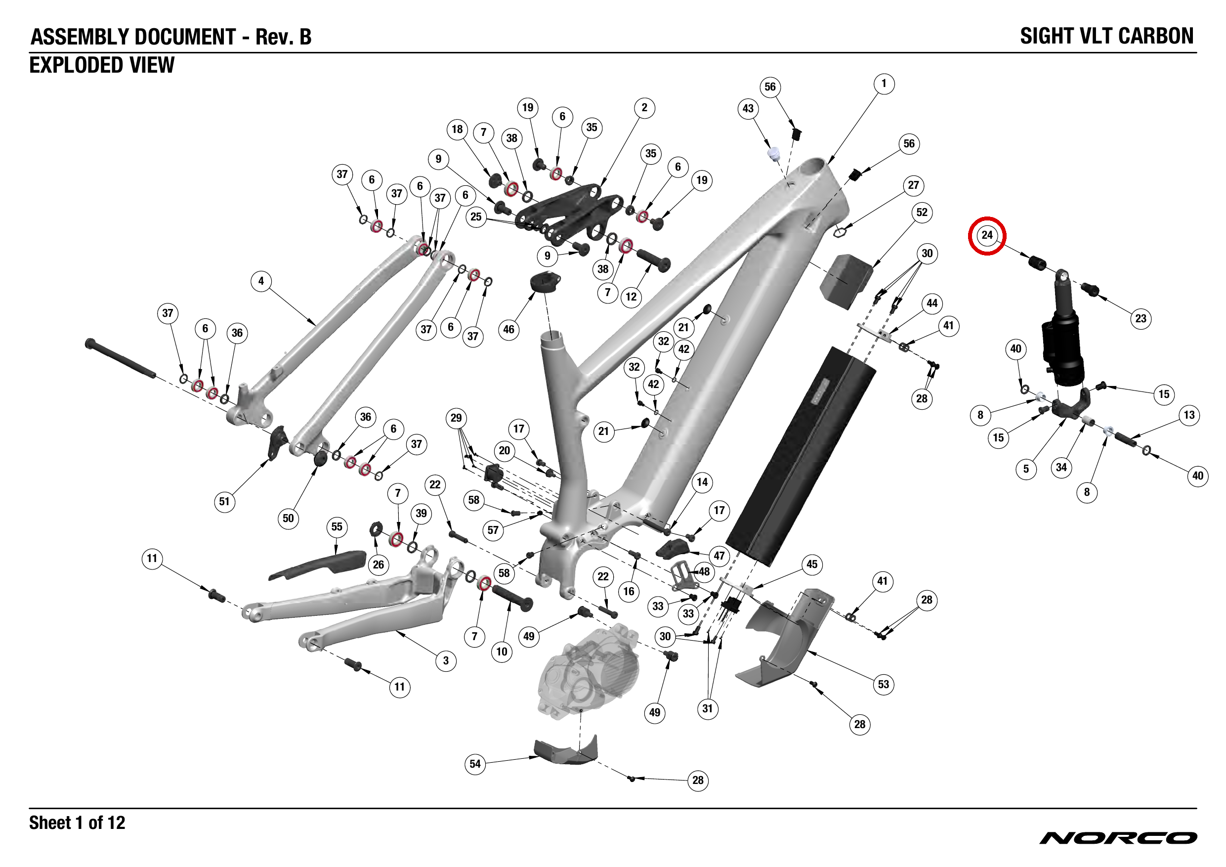 Official technical drawing with the relevant callout highlighted in red
