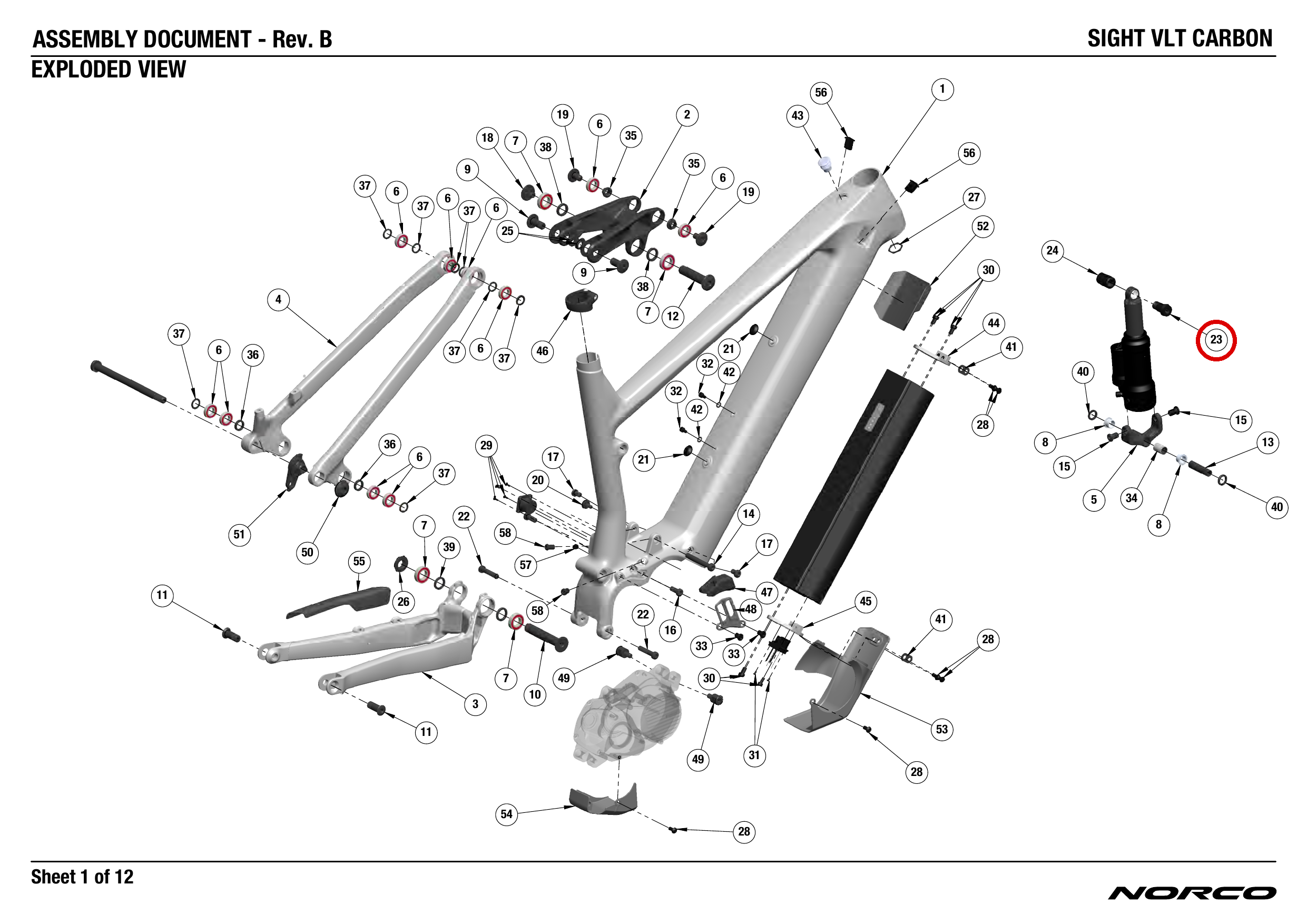 Official technical drawing with the relevant callout highlighted in red