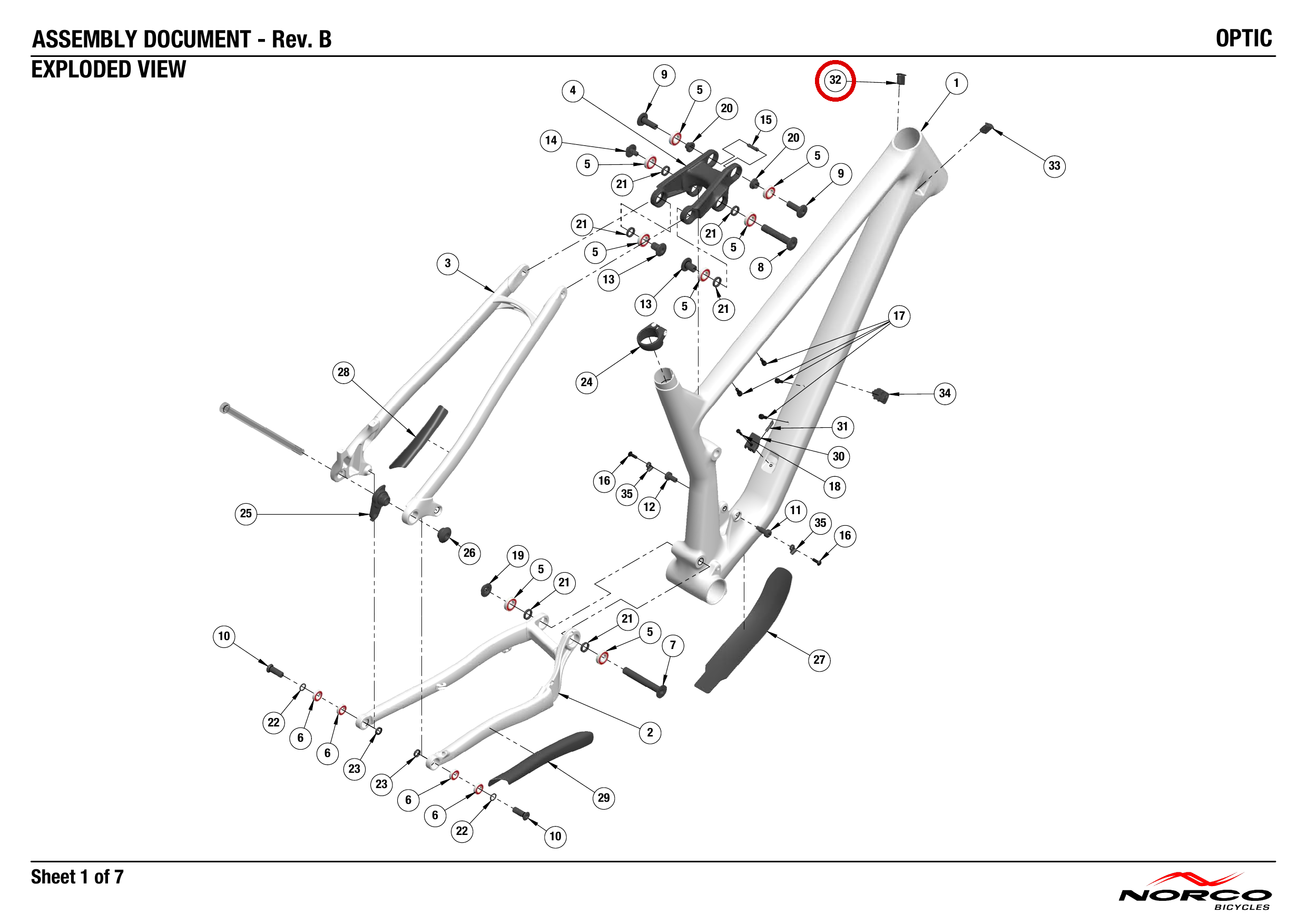 Official technical drawing with the relevant callout highlighted in red