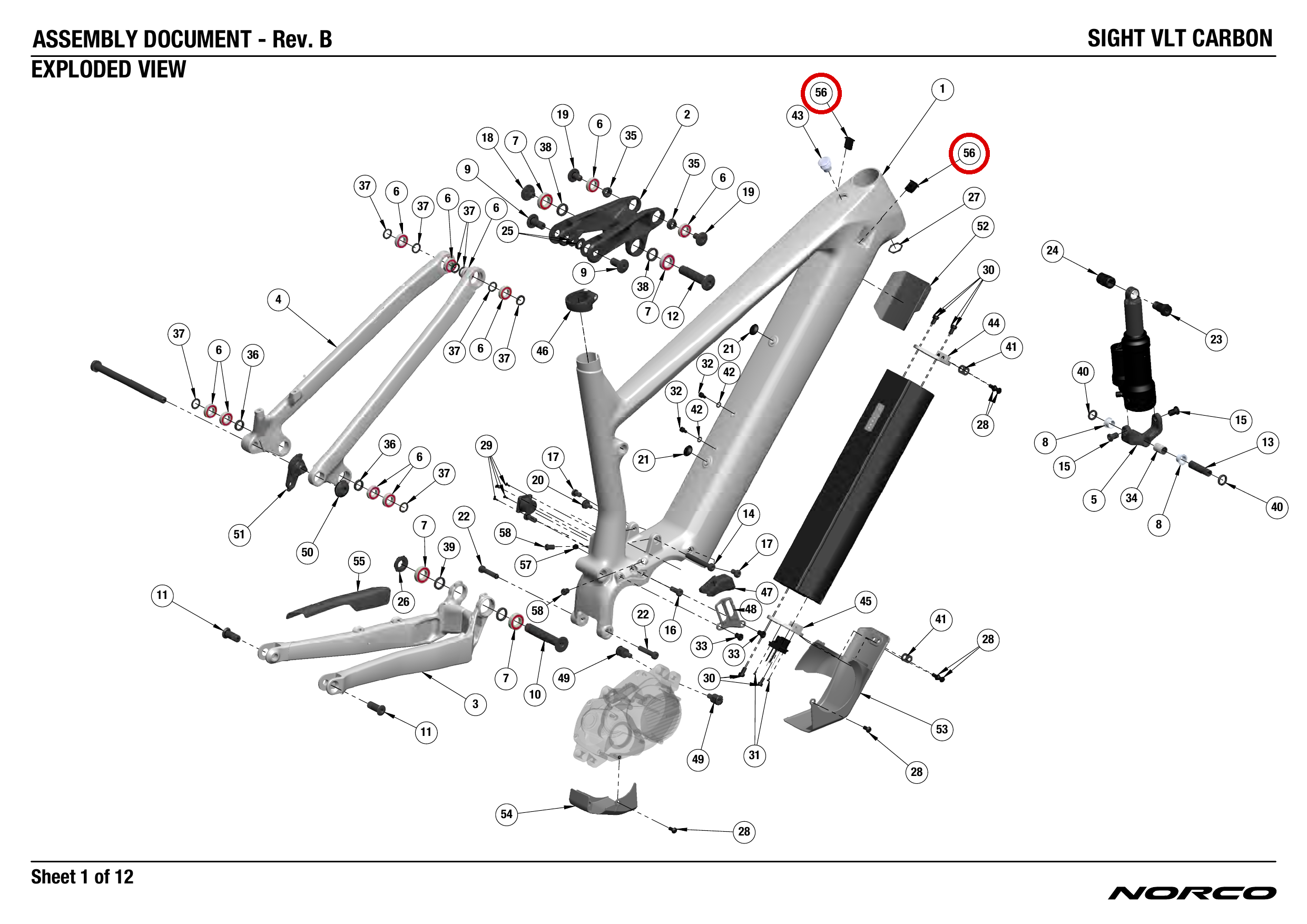 Official technical drawing with the relevant callout highlighted in red