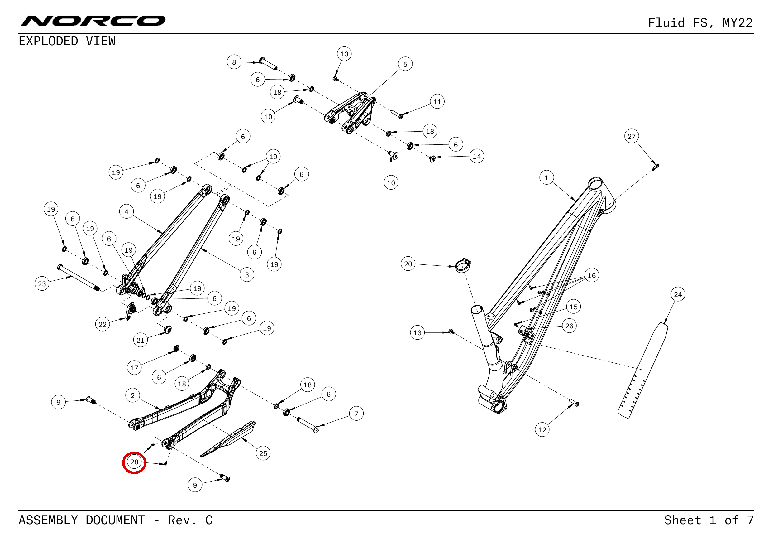 Official technical drawing with the relevant callout highlighted in red