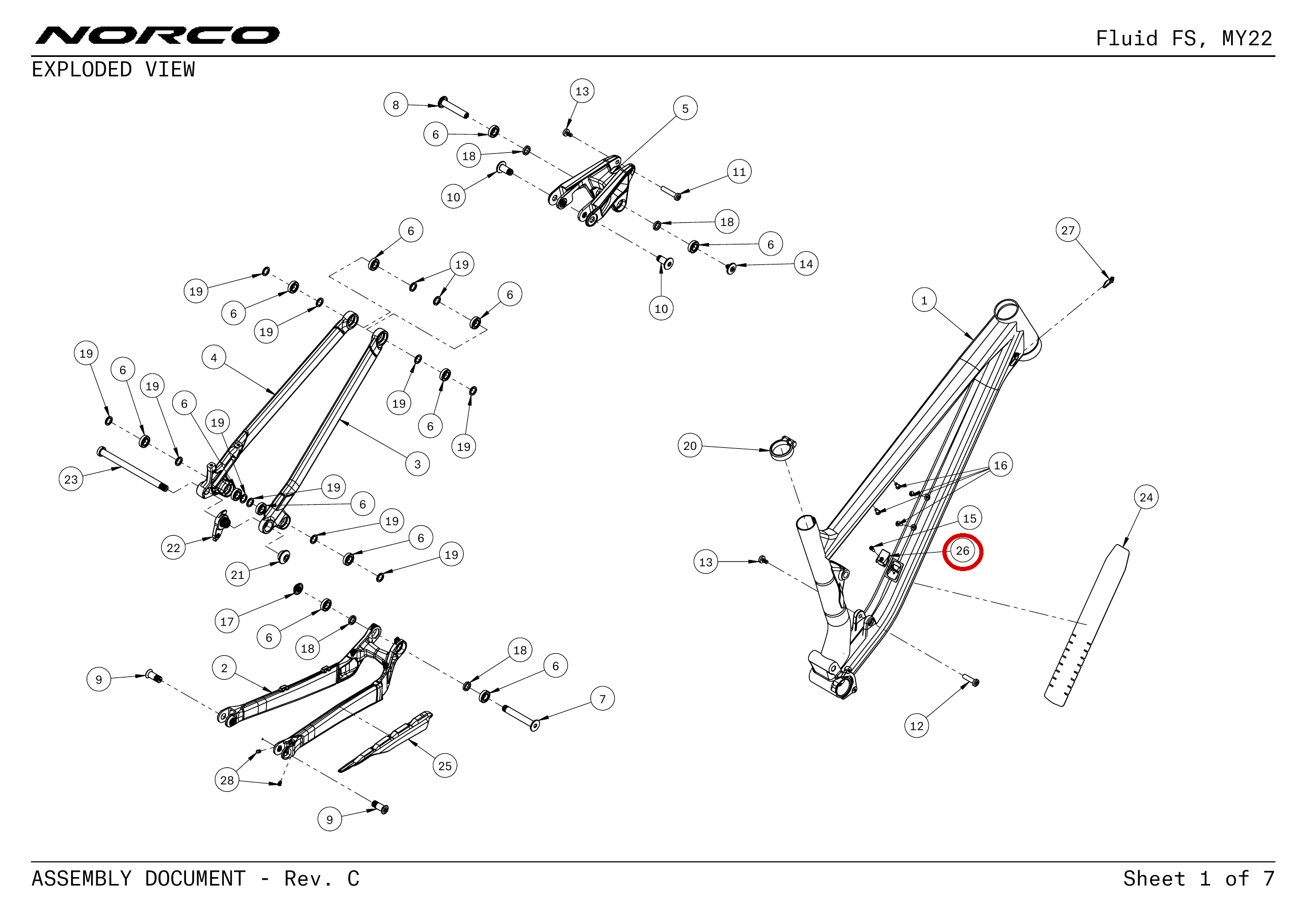 Official technical drawing with the relevant callout highlighted in red