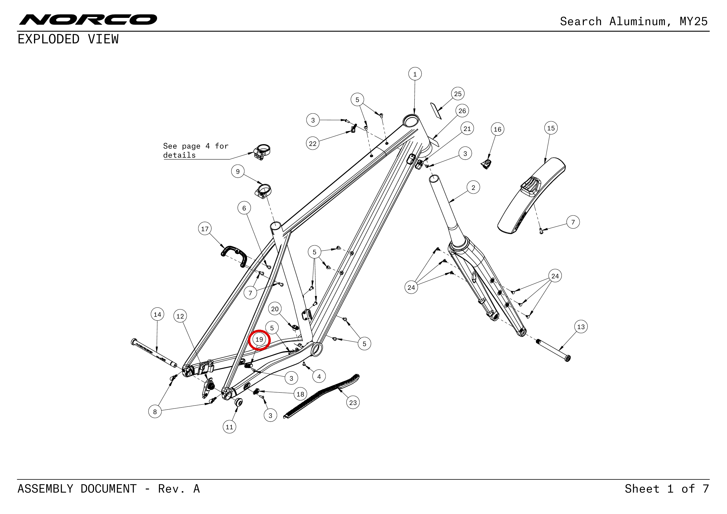 Official technical drawing with the relevant callout highlighted in red
