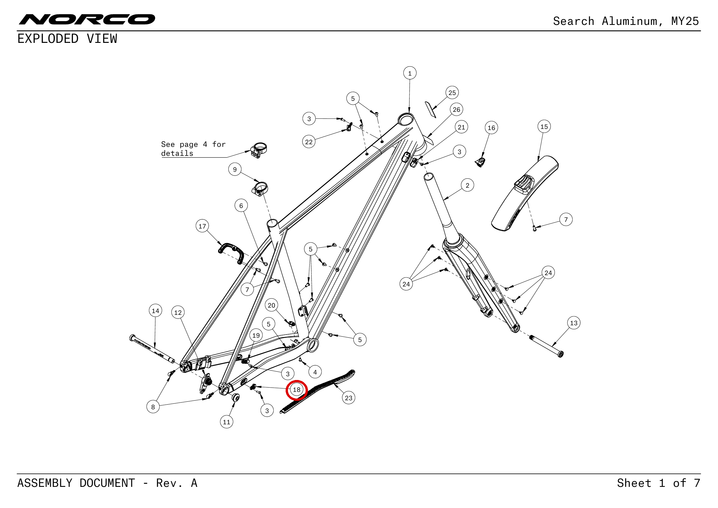 Official technical drawing with the relevant callout highlighted in red