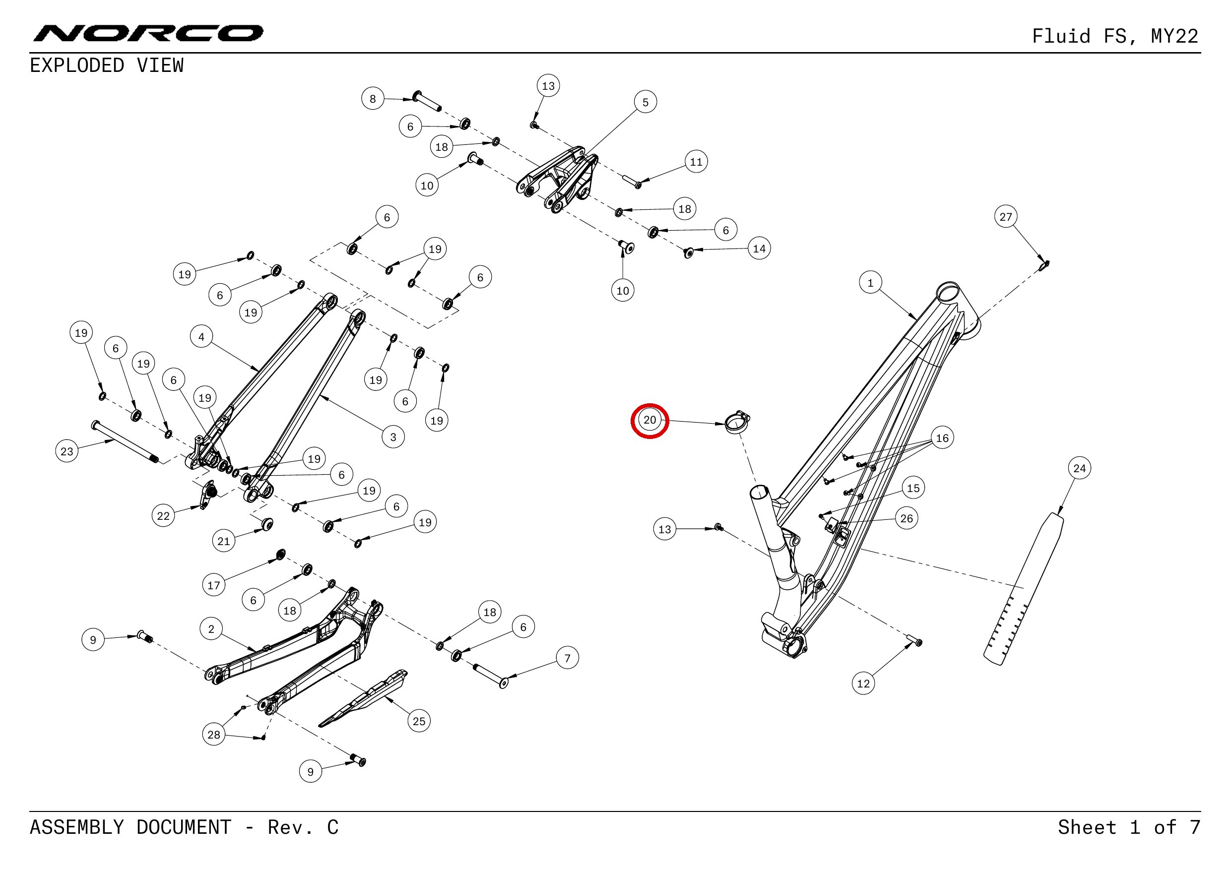 Official technical drawing with the relevant callout highlighted in red