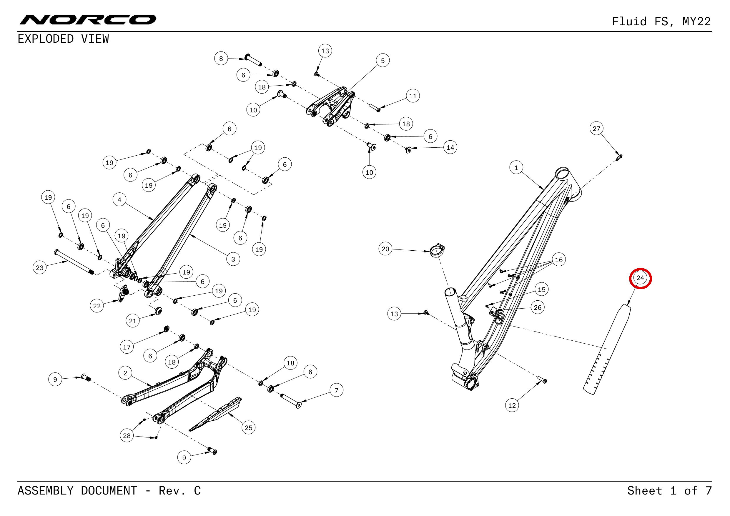 Official technical drawing with the relevant callout highlighted in red