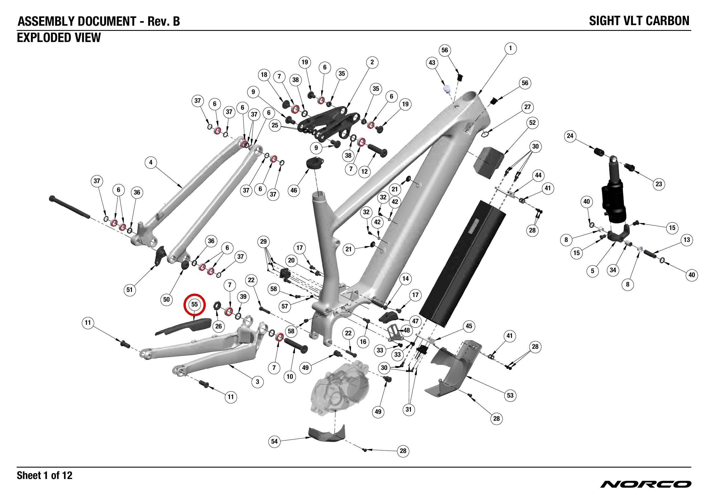 Official technical drawing with the relevant callout highlighted in red