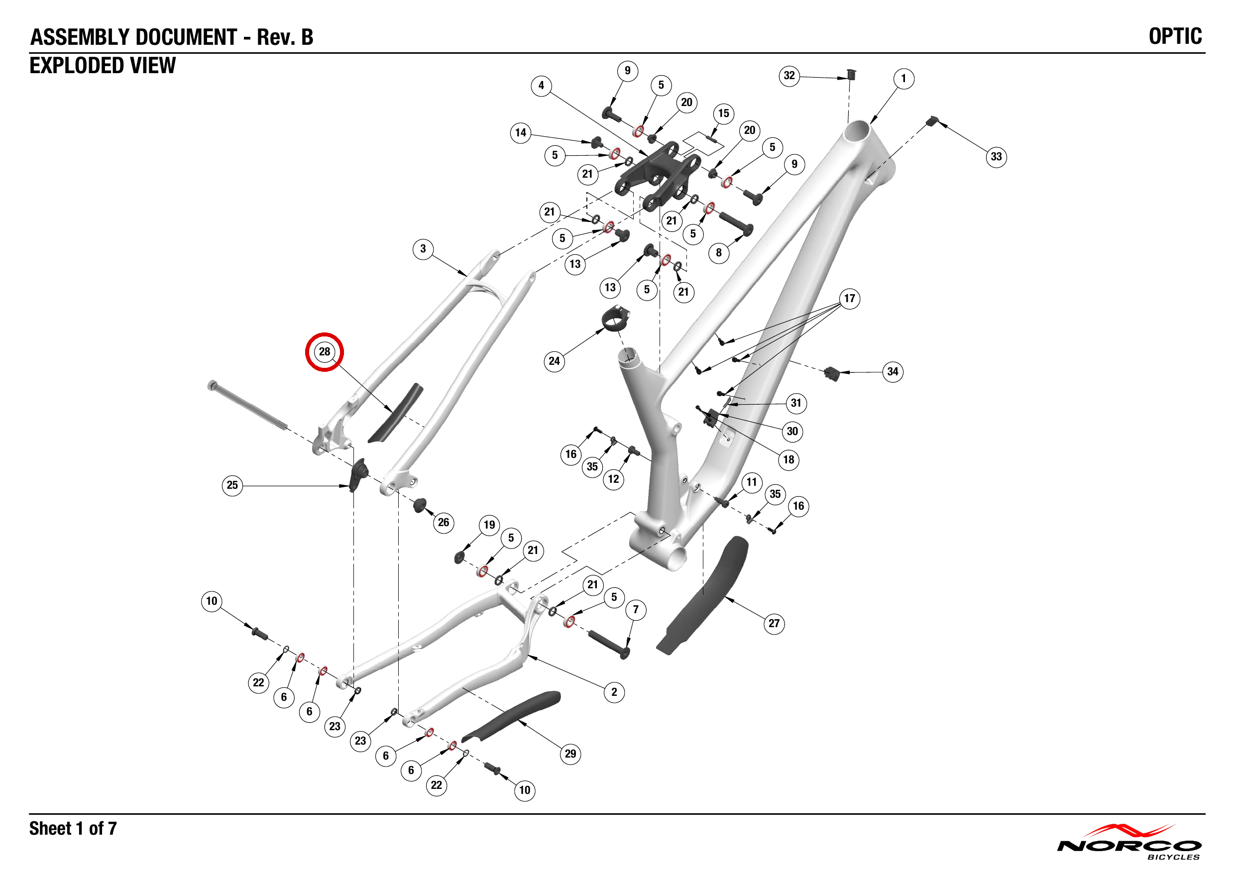 Official technical drawing with the relevant callout highlighted in red