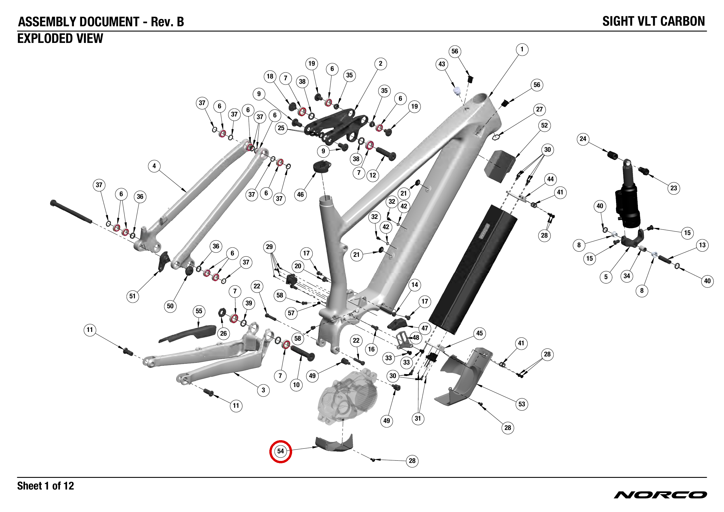 Official technical drawing with the relevant callout highlighted in red