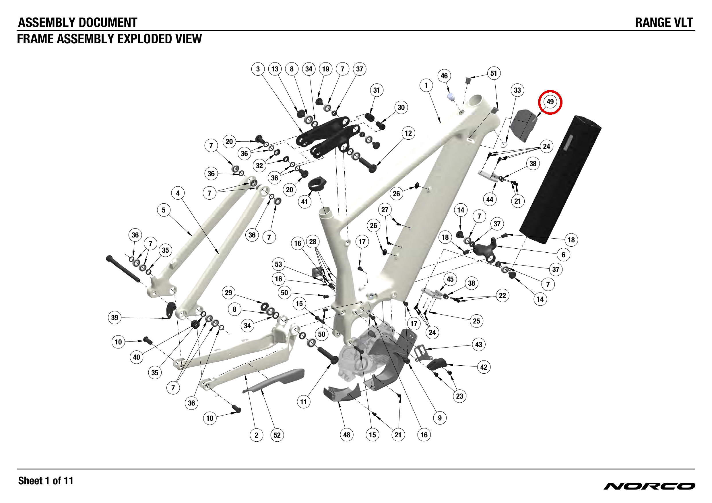 Official technical drawing with the relevant callout highlighted in red